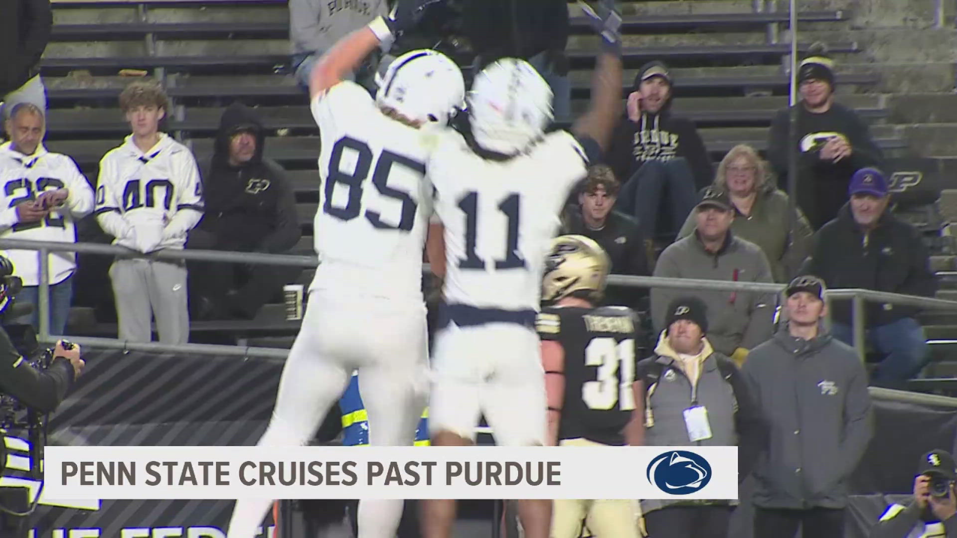 The Nittany Lions never trailed against the Boilermakers.