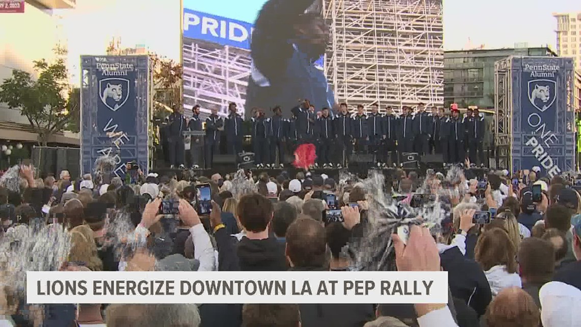 Penn State Nittany Lions energize downtown LA at pep rally ahead of Rose Bowl
