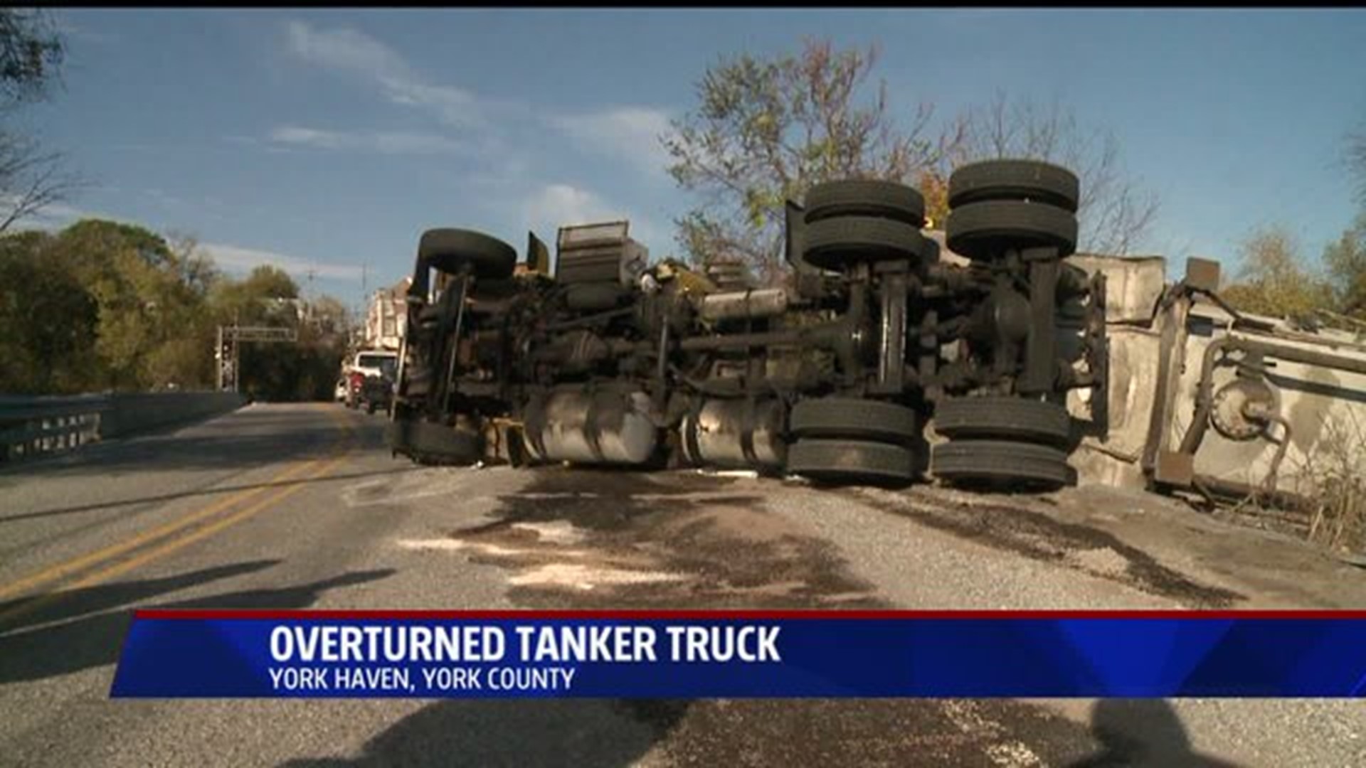 Overturned tanker truck in York Haven
