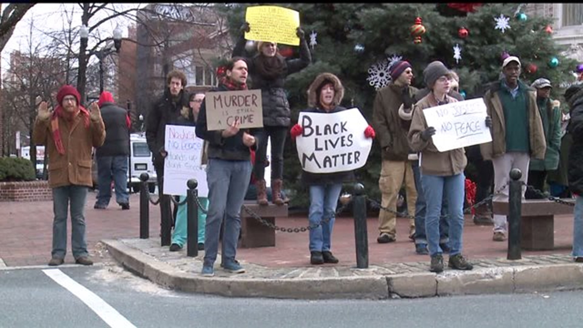 A local protest in Lancaster for Michael Brown