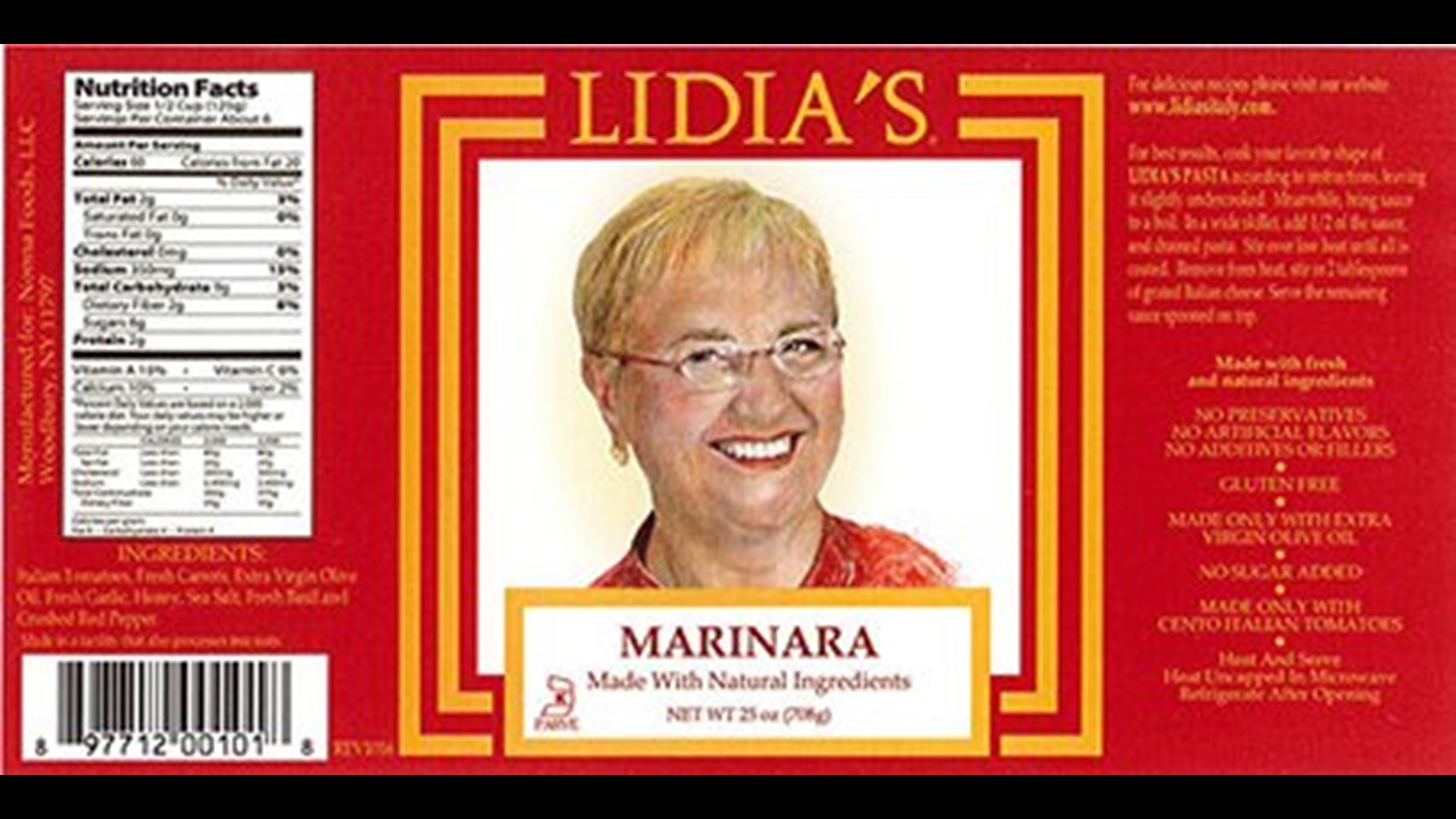 Lidia’s Marinara Sauce recalled for undeclared milk ingredient; runs