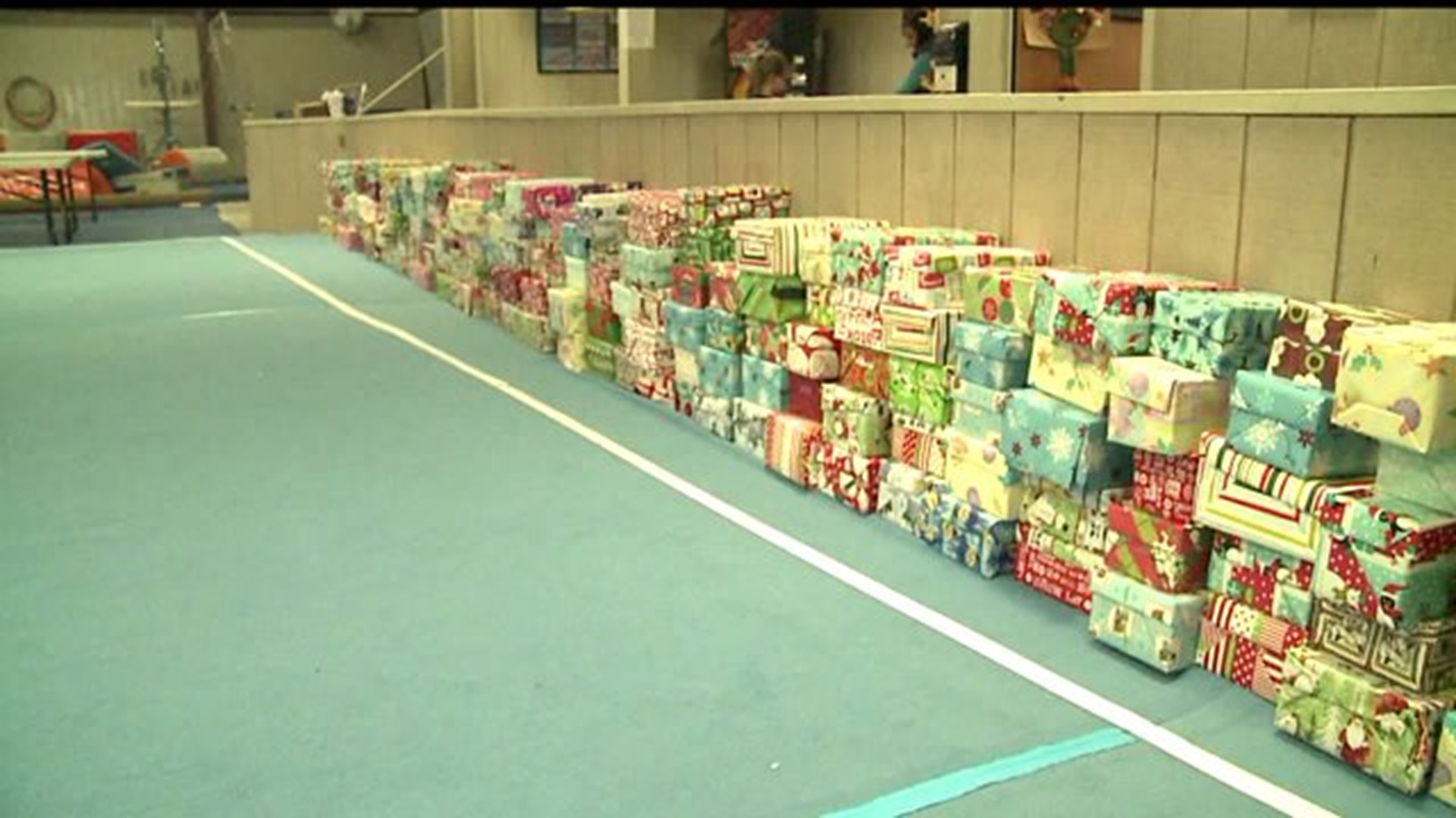 Cumberland County gymnasts collect gifts in shoe boxes to send to kids around the world