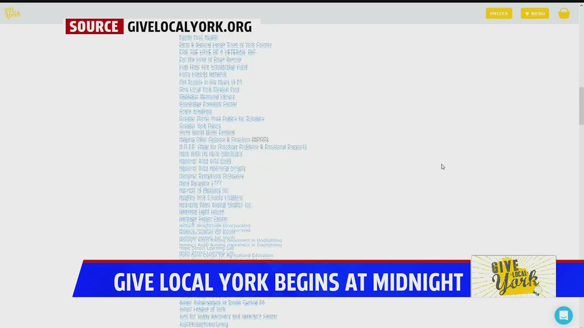 Give Local York Begins at Midnight! Learn How You Can Donate. Due to COVID-19 Pandemic it is completely online this year.