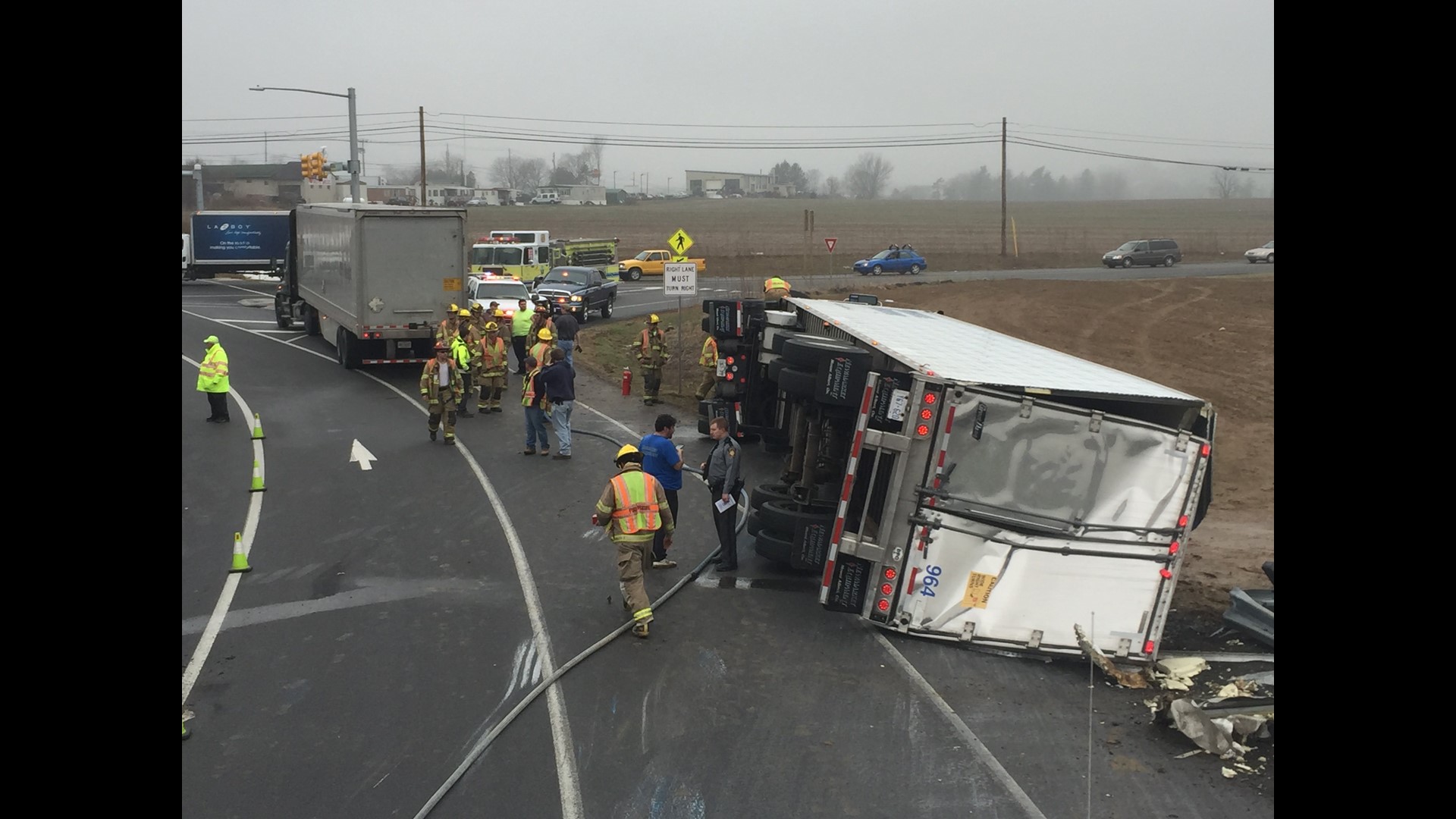 Overturned Tractor Trailer Slows Traffic On Route 30 East Lancaster County 3455