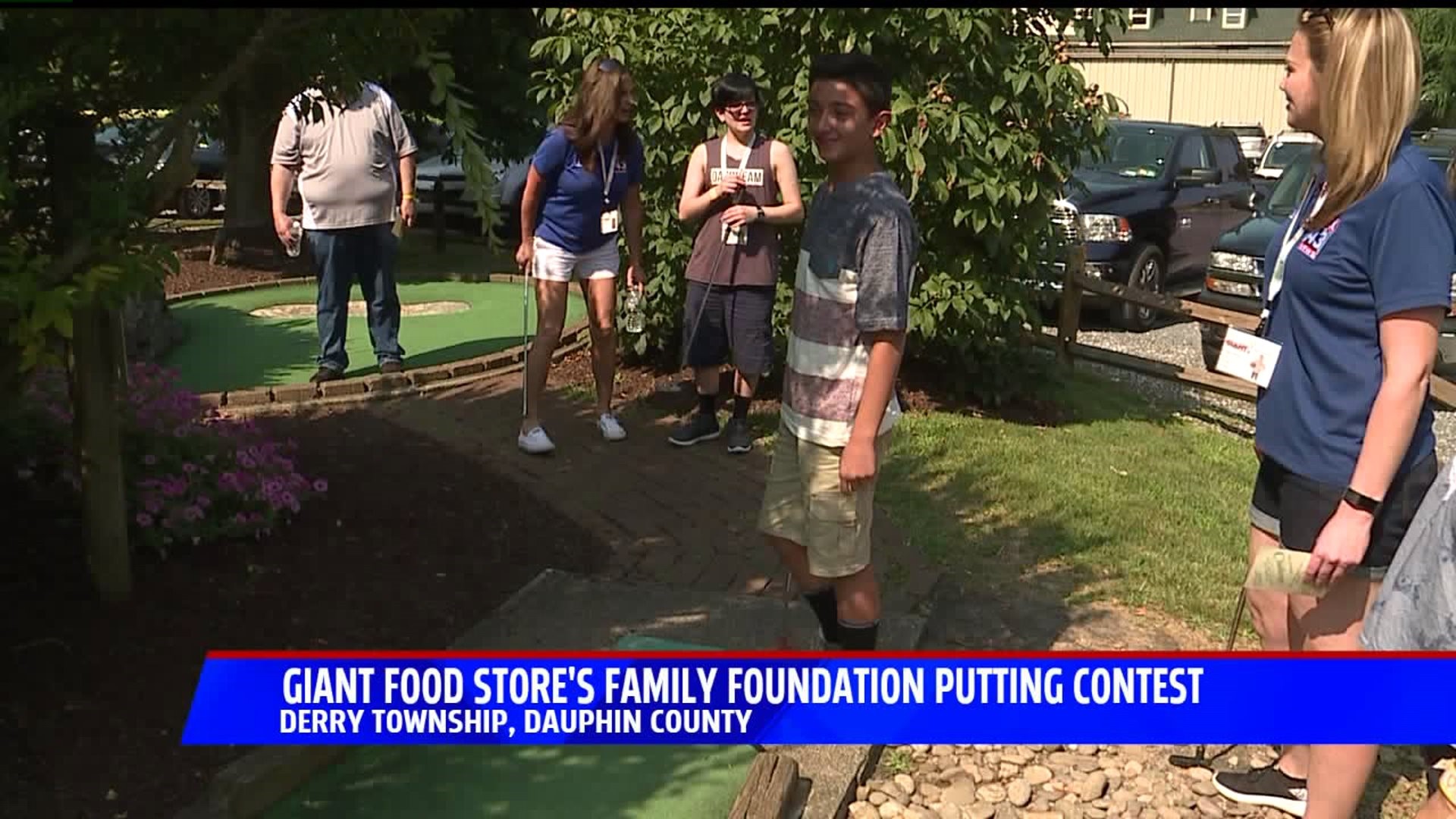 Local celebrities and Children`s Miracle Network kids team up for a game of mini golf