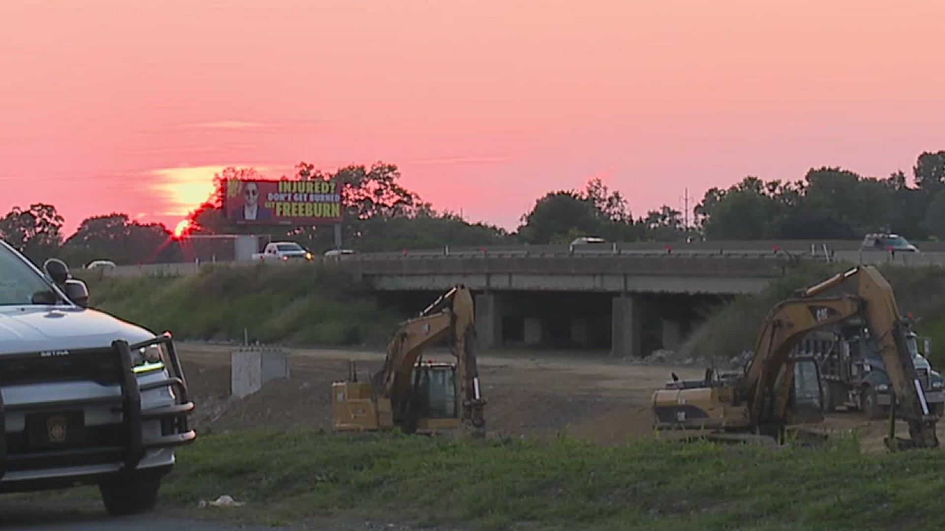 A portion of Interstate 83 through Harrisburg was shut down Saturday night to make way for a controlled demolition.