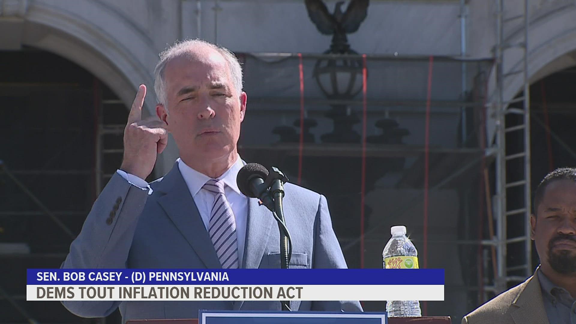 Sen. Casey said the legislation will lower health care, prescription drug costs, and ensure American manufacturing is at the forefront of the clean energy industry.