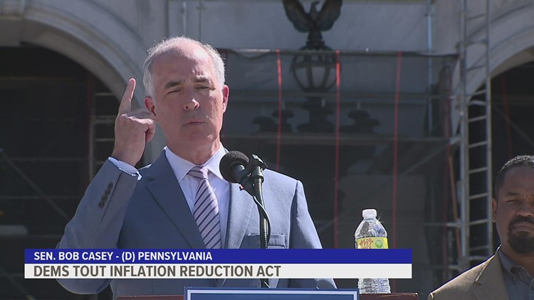 Sen. Bob Casey praises Inflation Reduction Act at a Harrisburg press conference