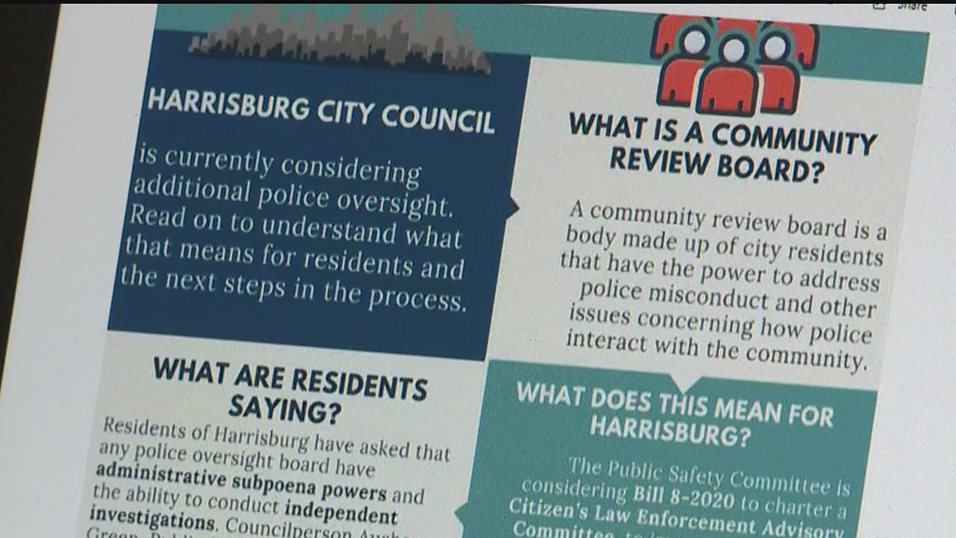 Harrisburg's City Council is considering a bill to create a citizen committee, in an effort to hold police more accountable and improve police-public relations.