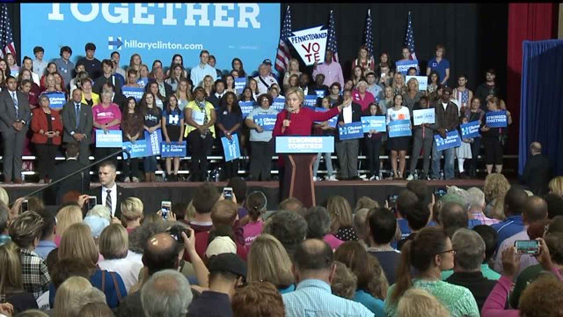 Hillary Clinton asking people to register to vote in Harrisburg
