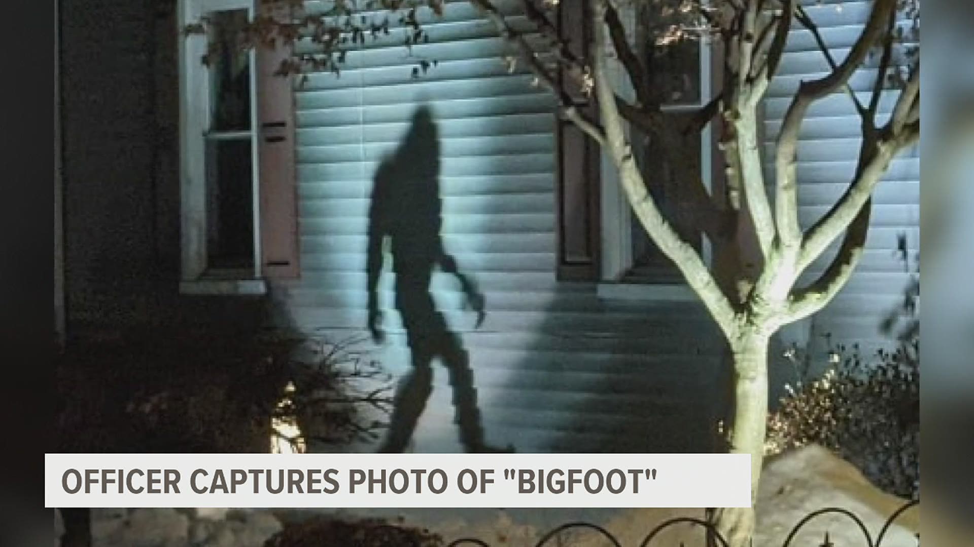 An officer on vehicle patrol overnight snapped some photos of a shadowy encounter with Bigfoot near a home in the borough.