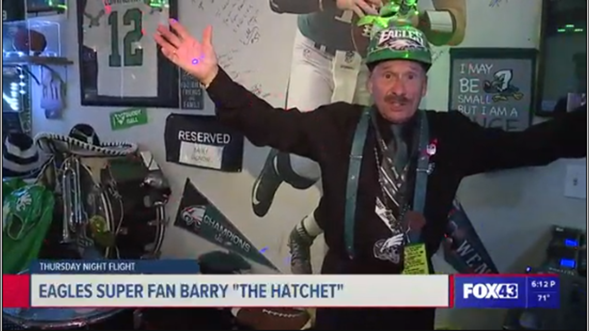 He may be small in stature, but Barry "The Hatchet" Vagnoni's love of the Eagles is as huge as it gets. He is now also featured in a documentary on Eagles fans.