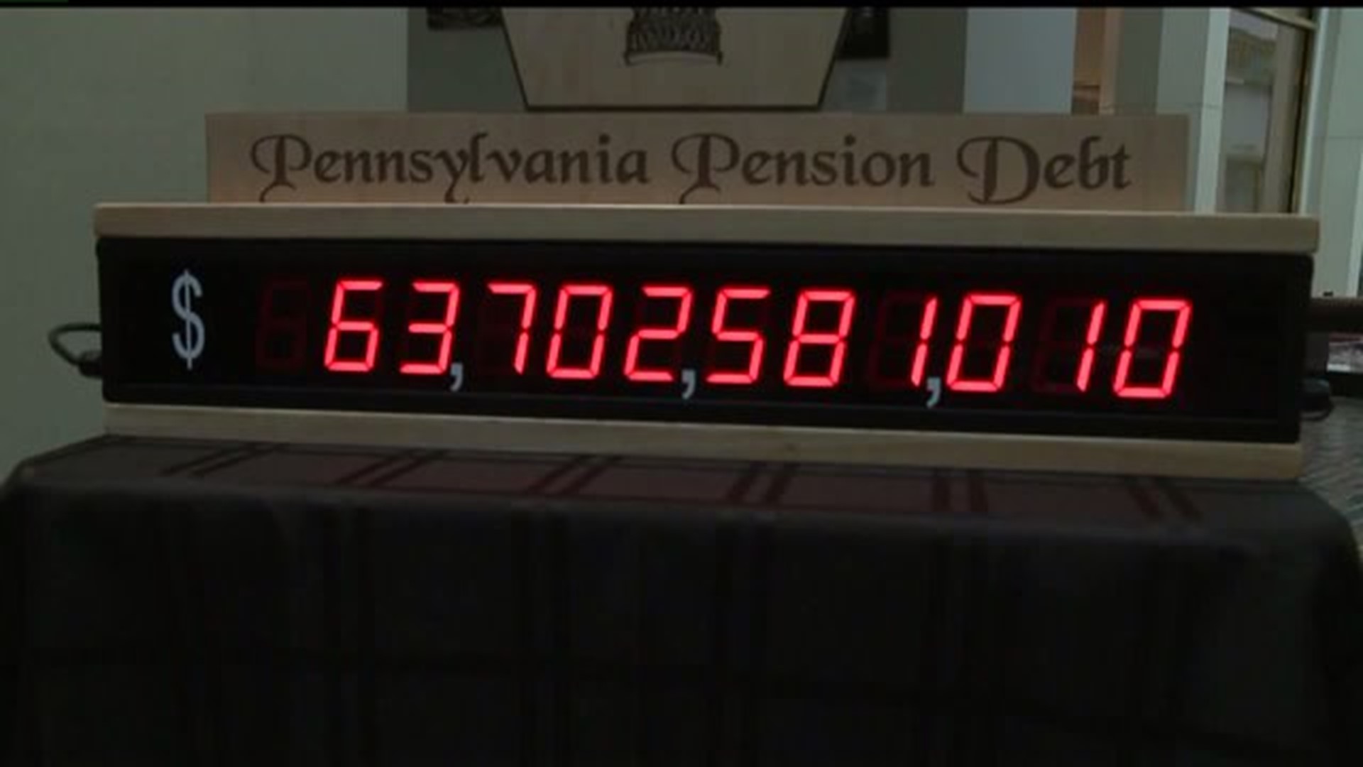 State pension debt clock placed in Capitol Building
