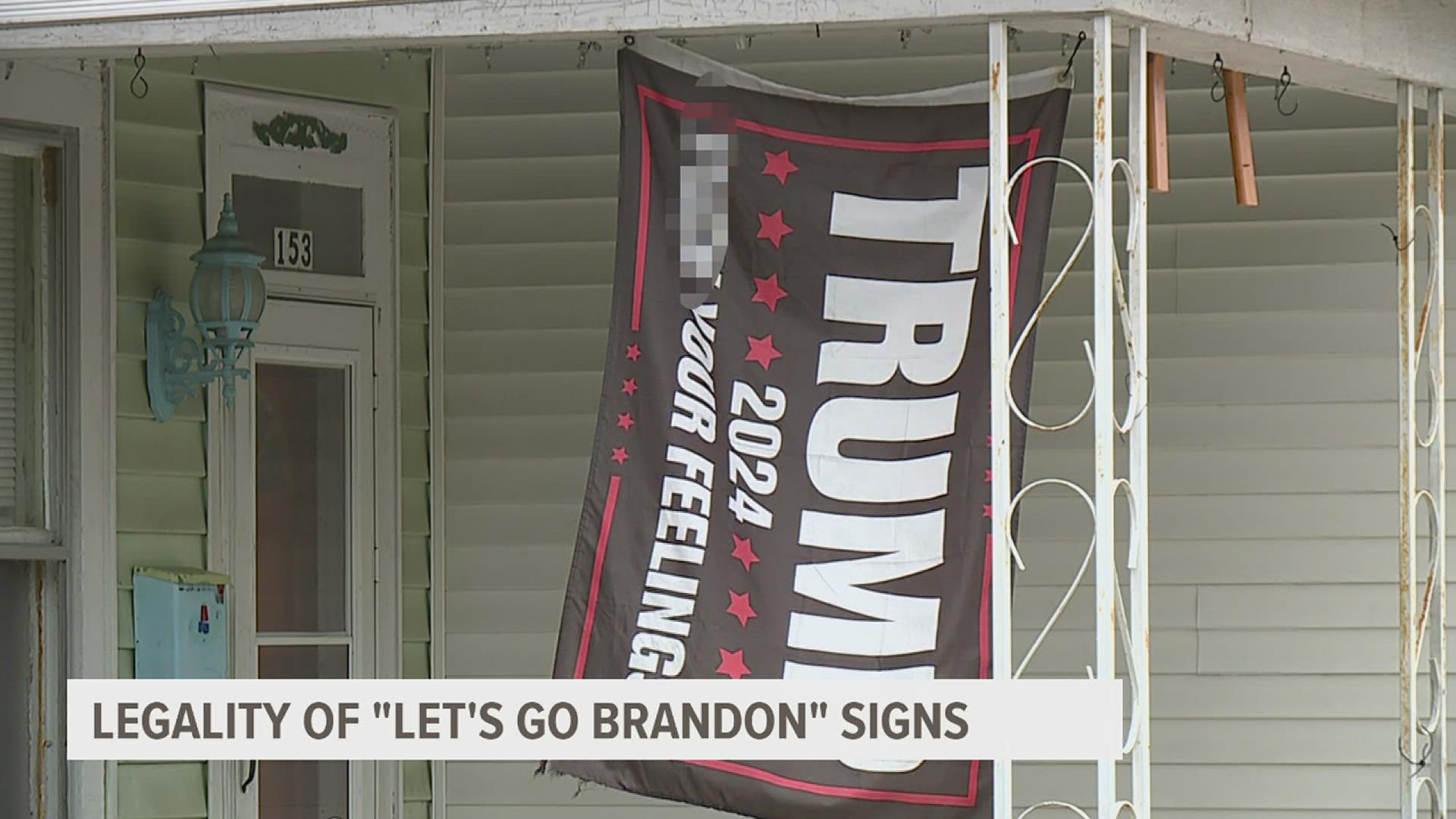 Let's Go Brandon' signs test boundaries of obscenity and free speech