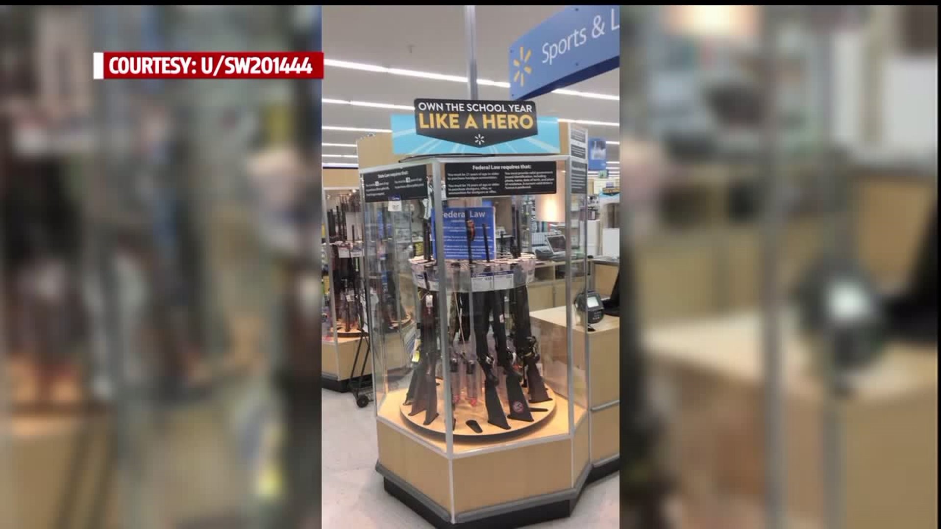 Walmart shoppers in Hanover react to controversial back to school sign above a gun case