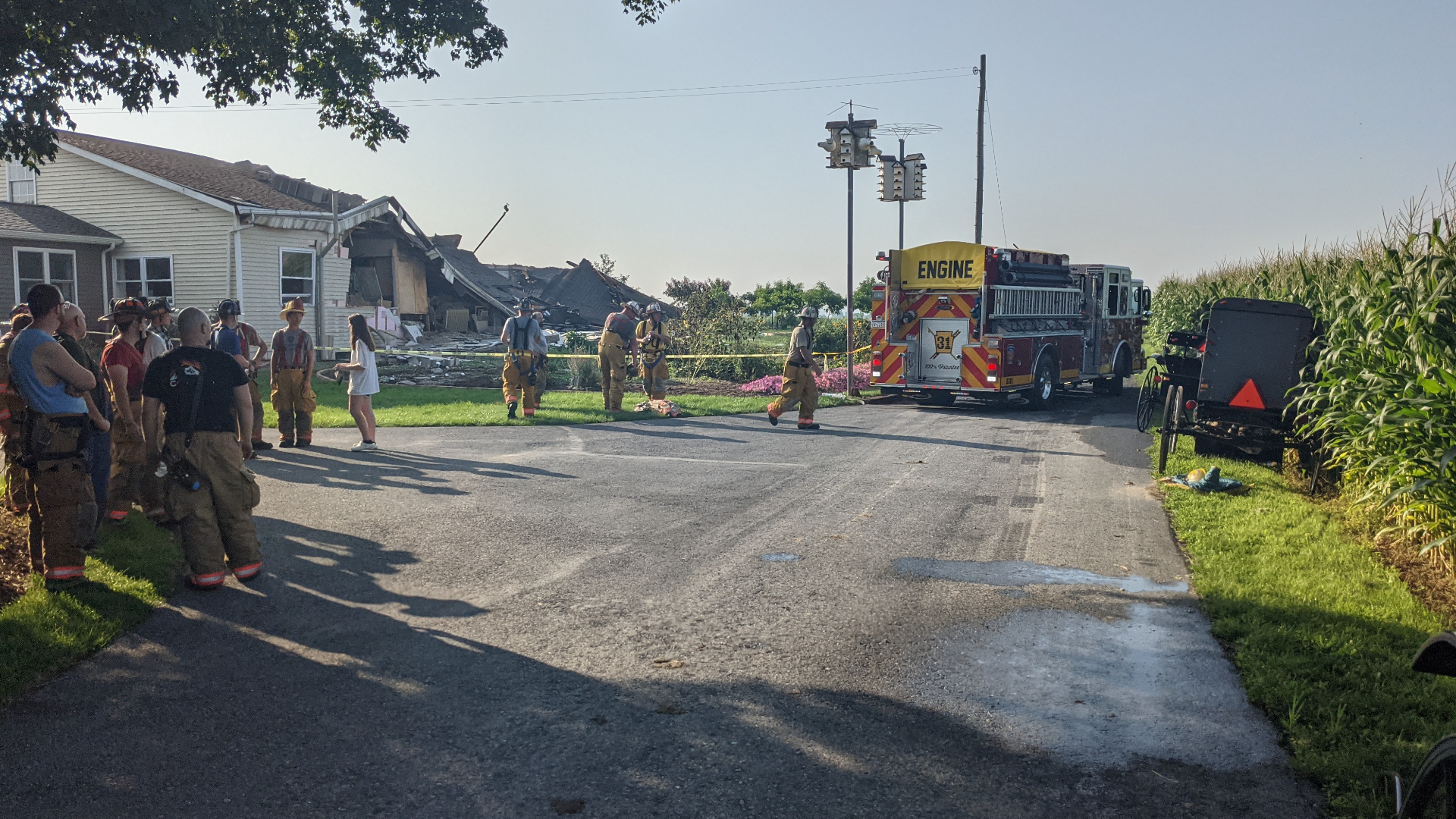 A man was injured after a building fire and explosion in Jackson Township on Wednesday morning.