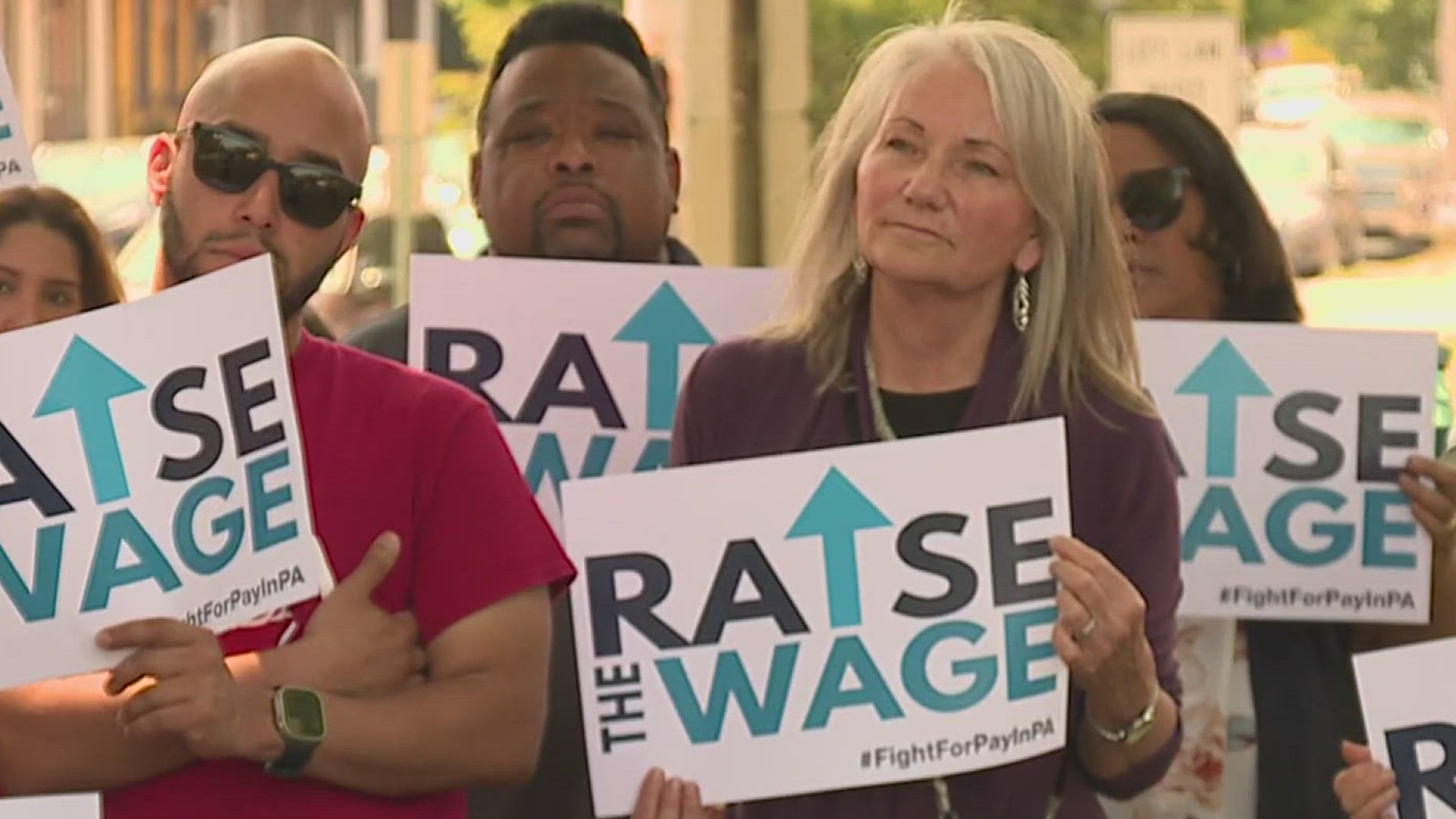 Sen. Art Haywood (D-Montgomery/Phila) and Rep. Ismail Smith-Wade-El (D-Lancaster) held a rally to call for raising the minimum wage to $15.