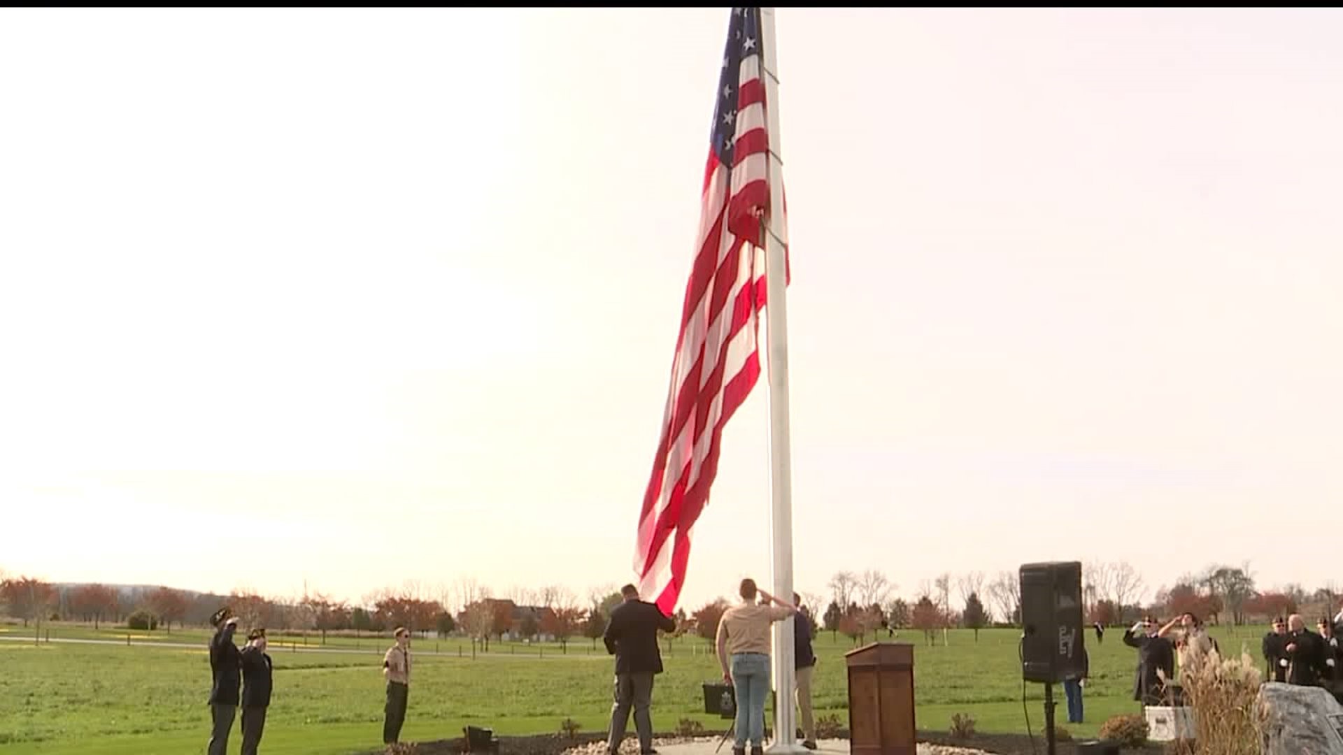 Flagpole dedicated in honor of local fallen military hero