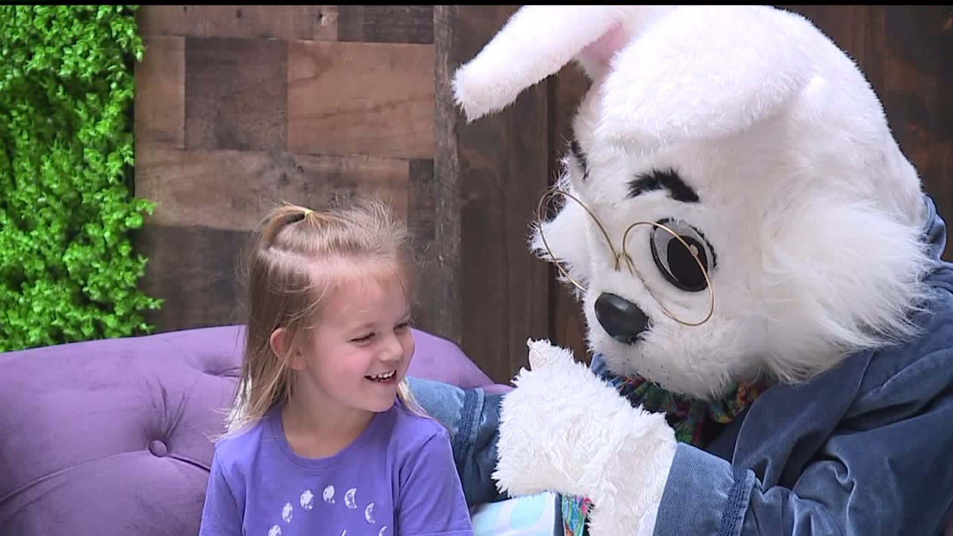 Kids take pictures with the Easter bunny at local mall
