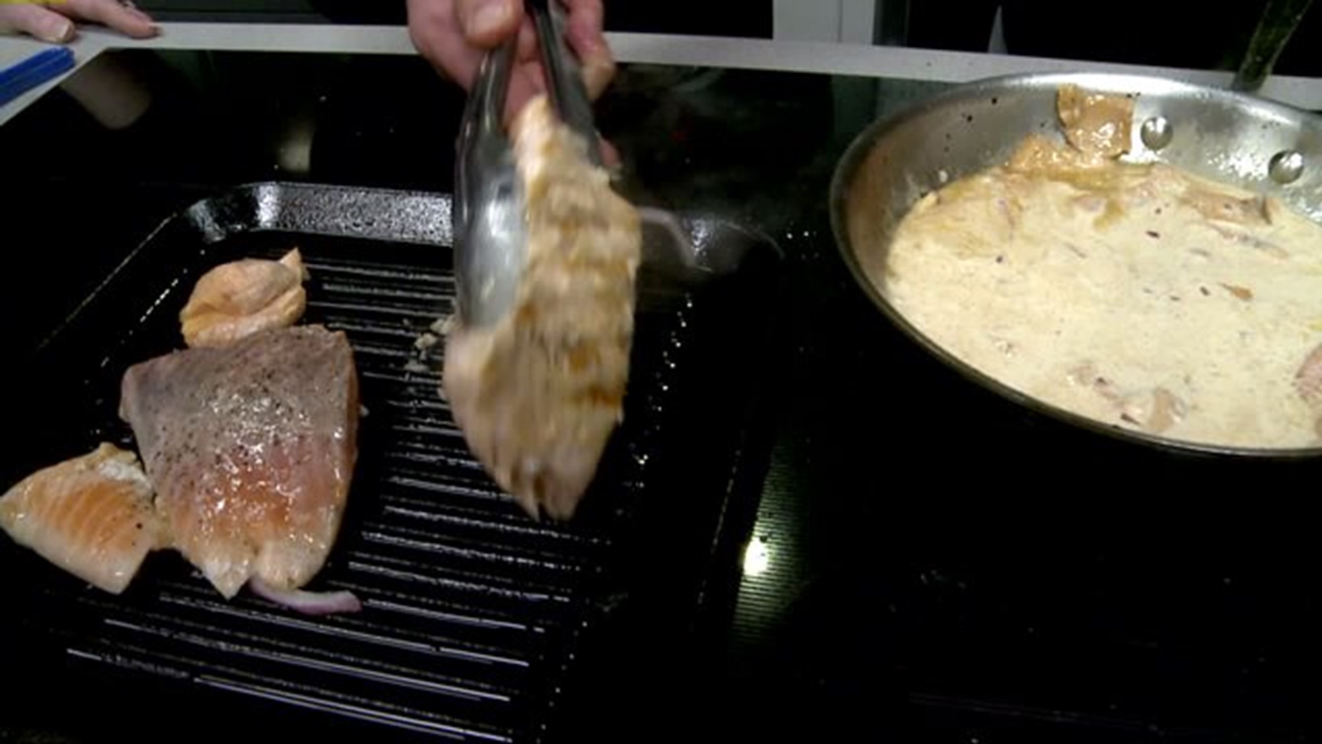 Olivia`s cooks up Fire grilled Salmon Carbonara and Nutty White Russian