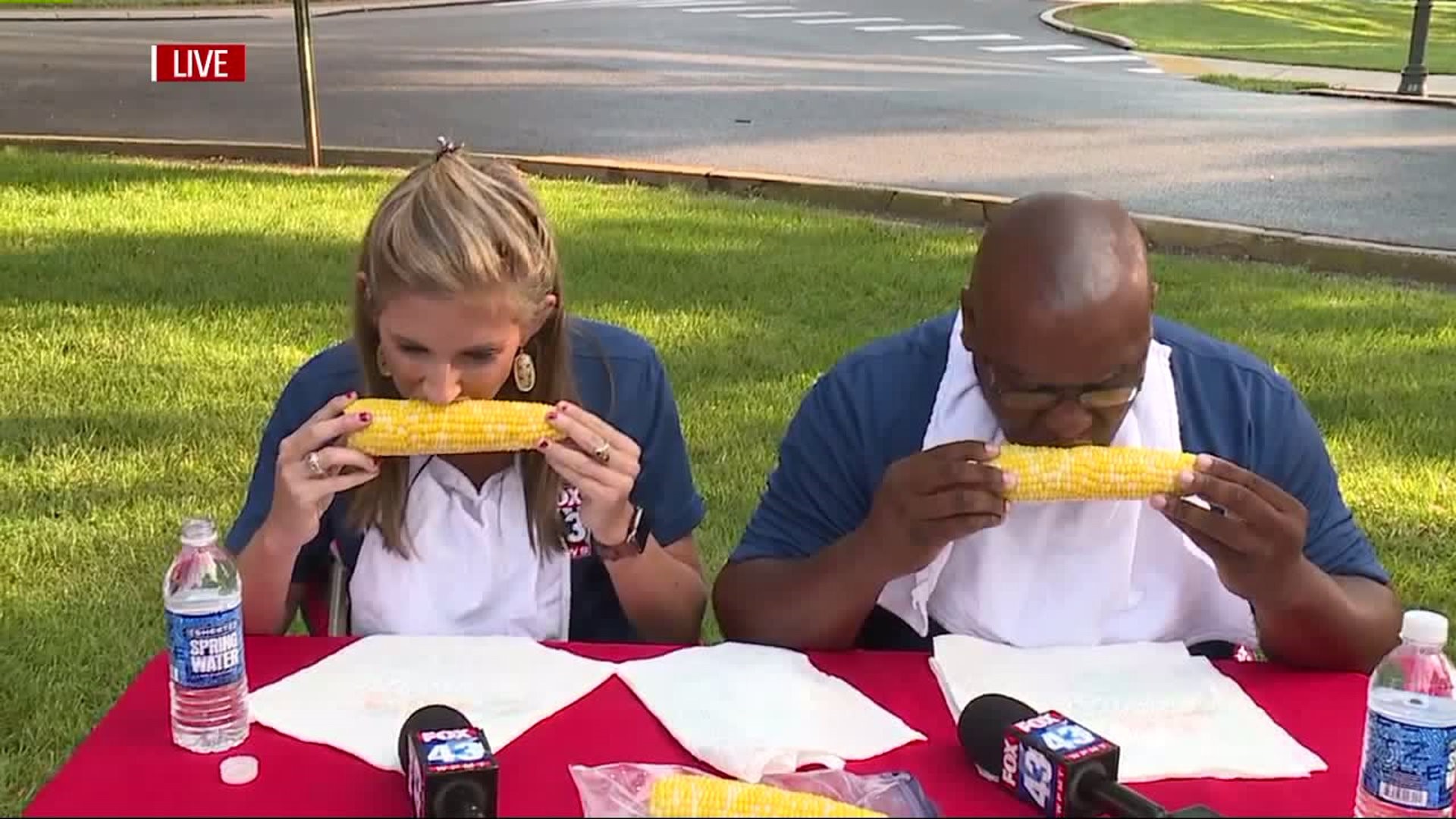 Live and Local Jen and Chris go head to head in a corn eating contest