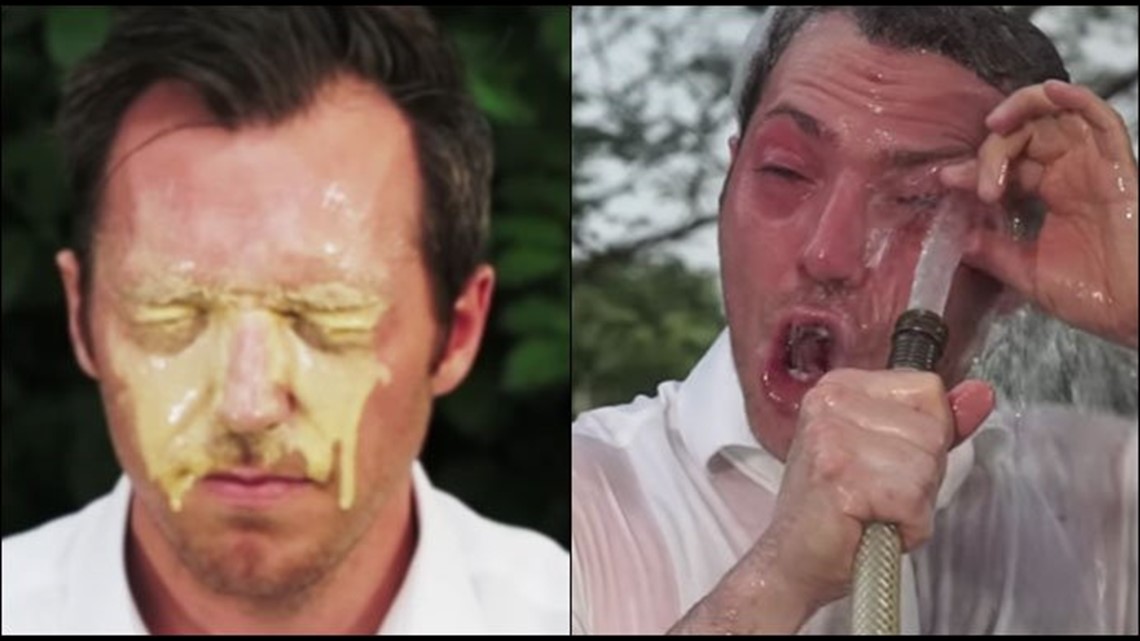 Candidate sprays himself in the face with pepper spray for campaign ad