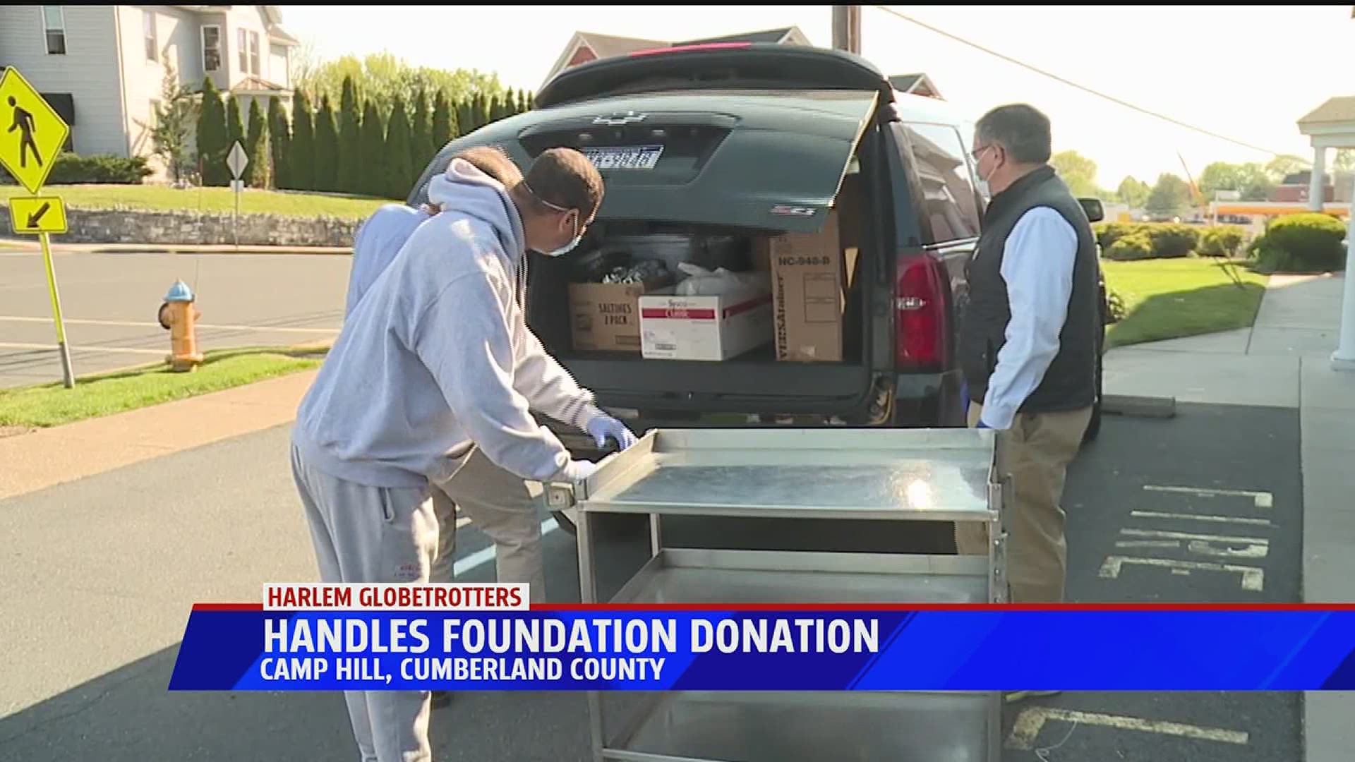 The foundation for Chris "Handles" Franklin donates food to Manor Care Nursing Home in Camp Hill