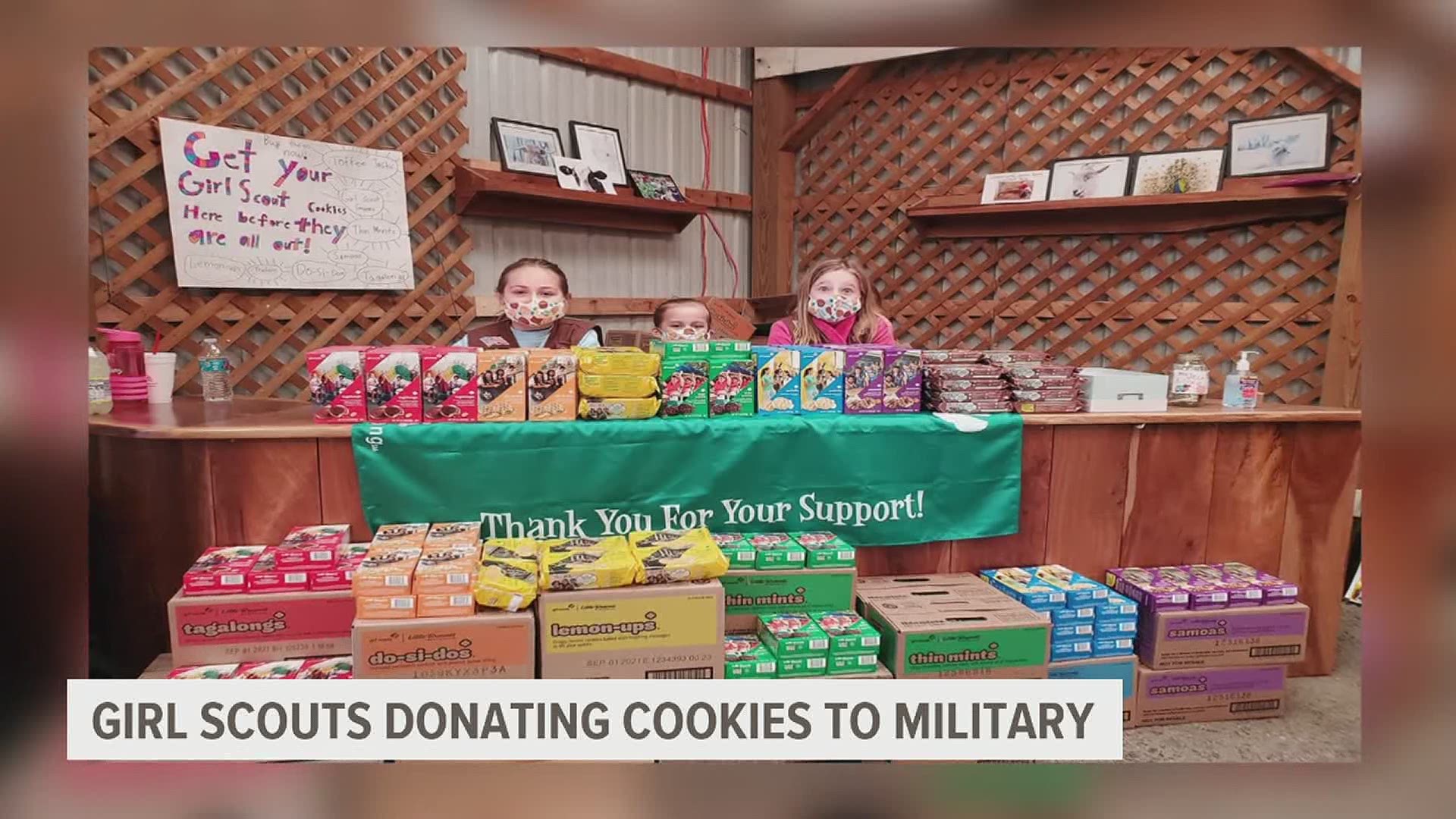 Girl Scouts donated nearly 50,000 cookies for Operation Gratitude to include in their care packages to military members.
