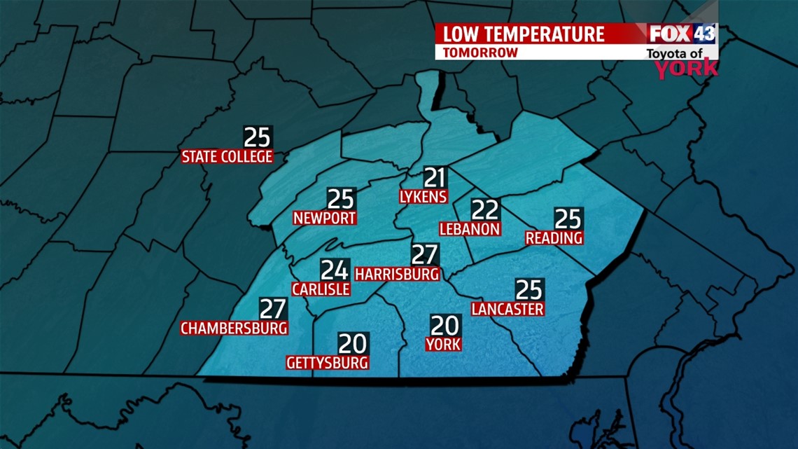 Expect a very cold morning tomorrow | fox43.com