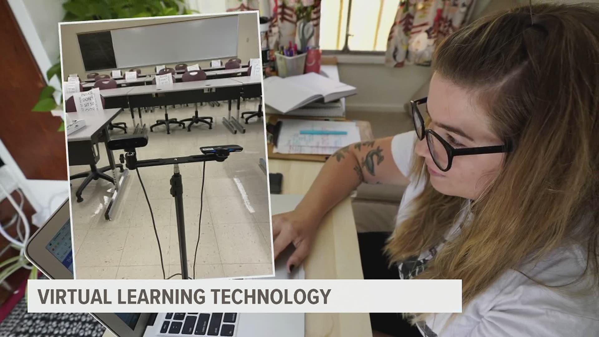 Panoramic camera set-ups through Microsoft Teams will allow educators in class to communicate with students virtually from home.
