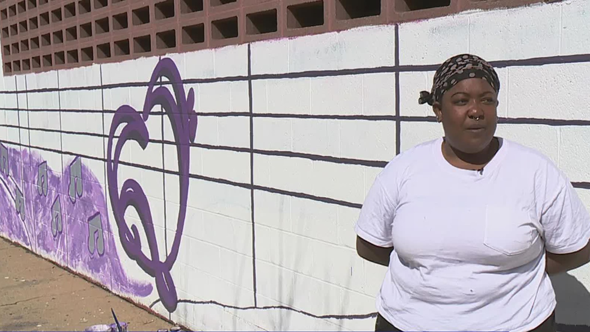 Kearasten Jordan is one of several artists commissioned by local arts organization Music for Everyone to create a music-themed mural in the Red Rose City.