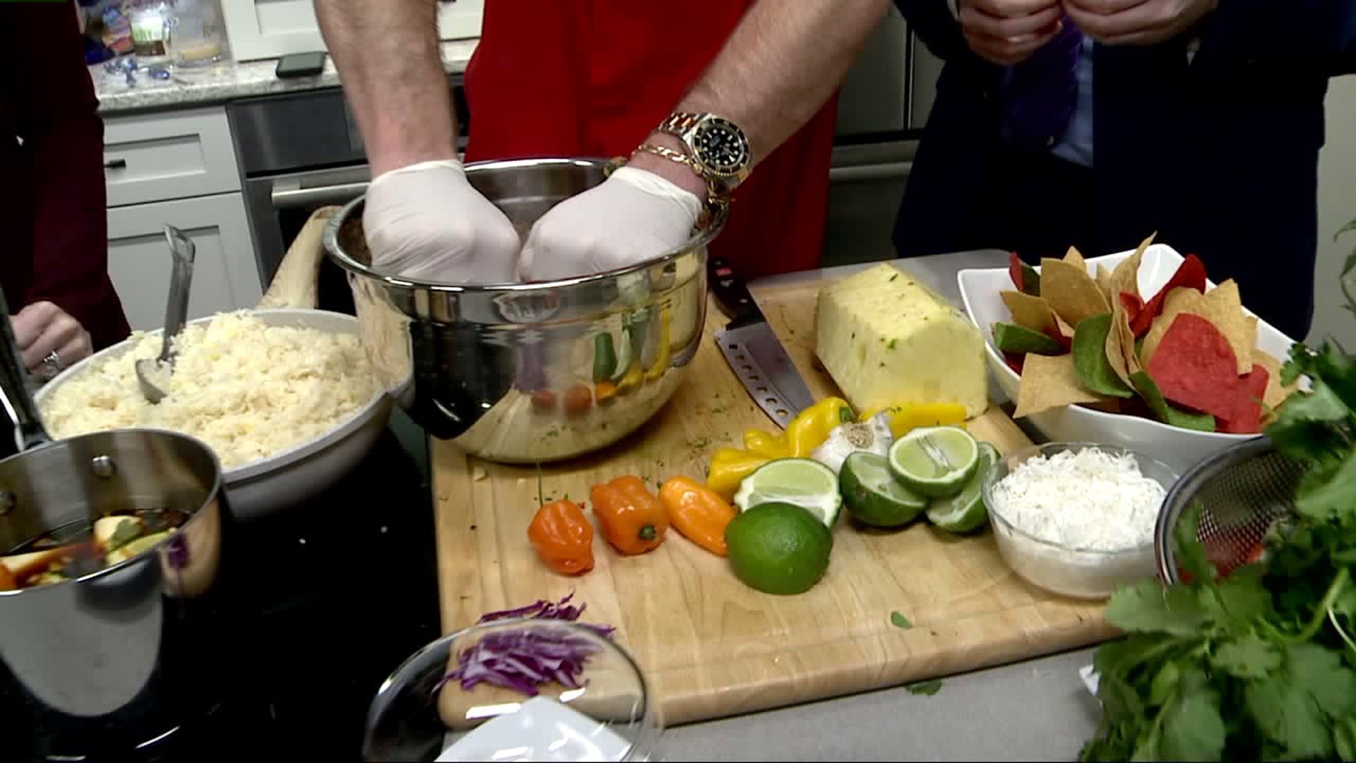 Olivia`s prepares a Seafood Ceviche along with Tortilla Chips