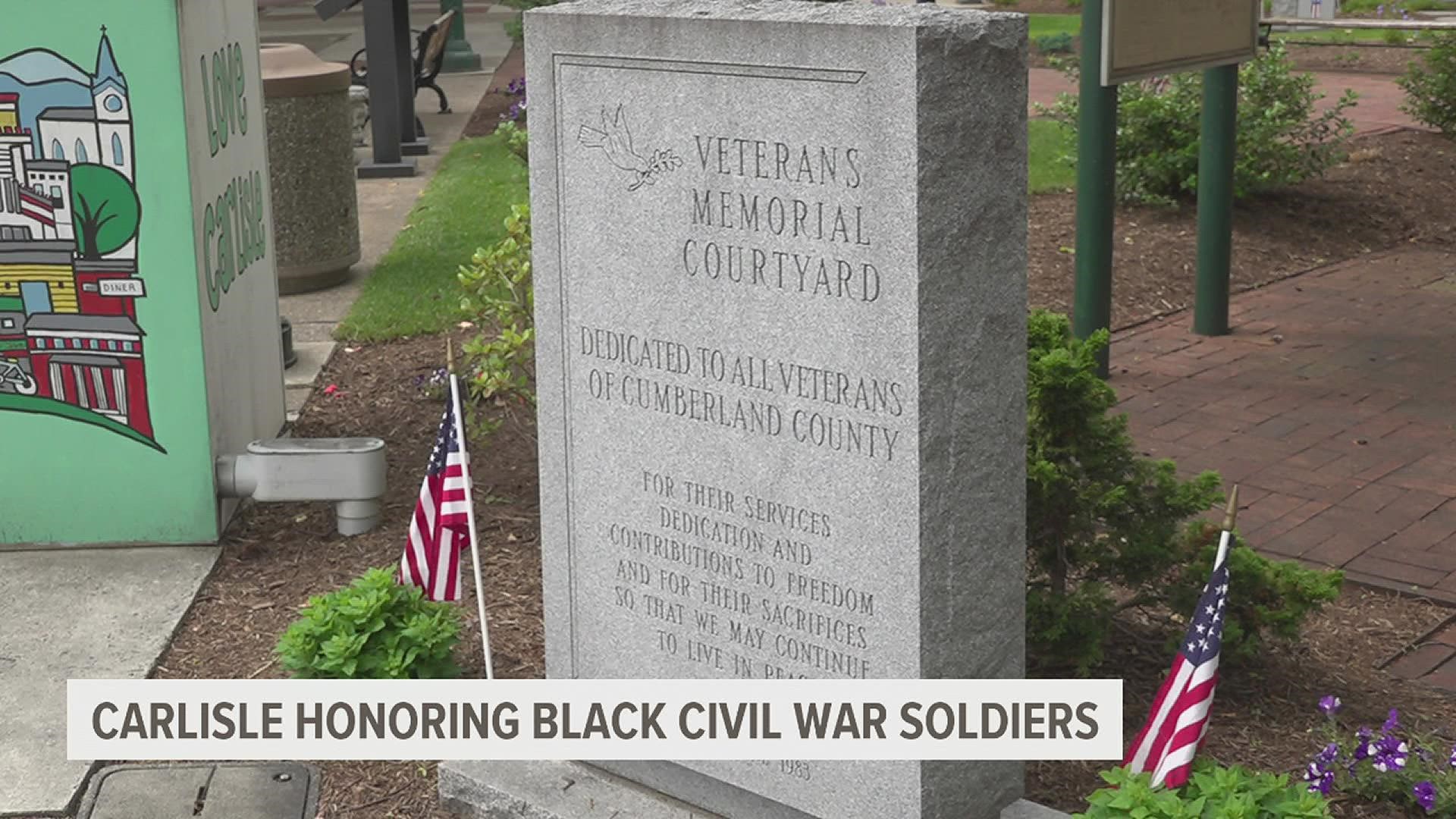 Five Cumberland County soldiers who fought with the US Colored Troops were added to the Veteran's Square Civil War Monument.