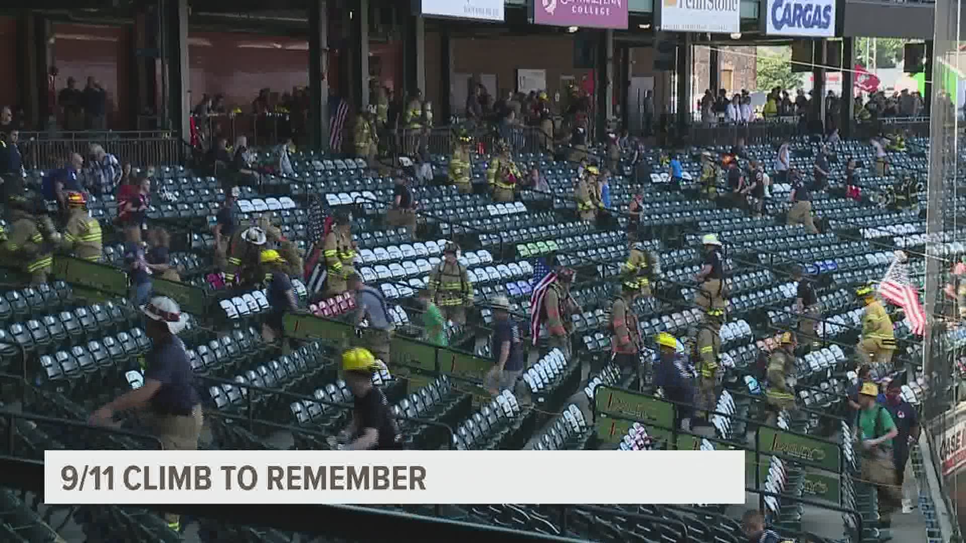 Dozens of people in Lancaster are honoring the 343 firefighters who bravely lost their lives trying to save others during the 9/11 attacks.