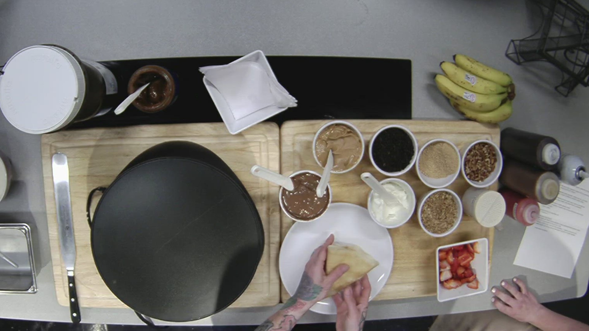 Rachel's Café & Creperie demonstrated how to make a dessert crepe in preparation for Lancaster City Restaurant Week.