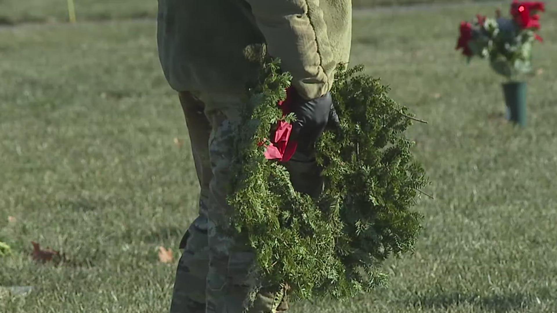 The Indiantown Gap Cemetery received 10 box trucks full of wreathes for the national Wreaths Across America ceremony on Dec. 14.