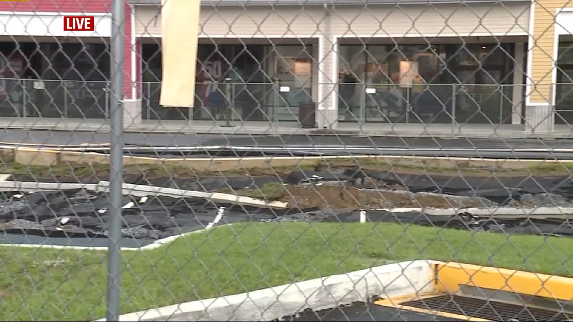 Sinkhole Repairs Continue in front of Tanger Outlets