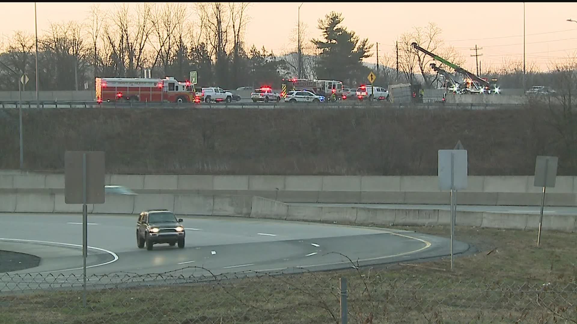 ON THE RAMP ALONG ROUTE 581, EXIT 5B IN CUMBERLAND COUNTY -- WHERE THERE WAS A CRASH INVOLVING A TURKEY TRUCK.