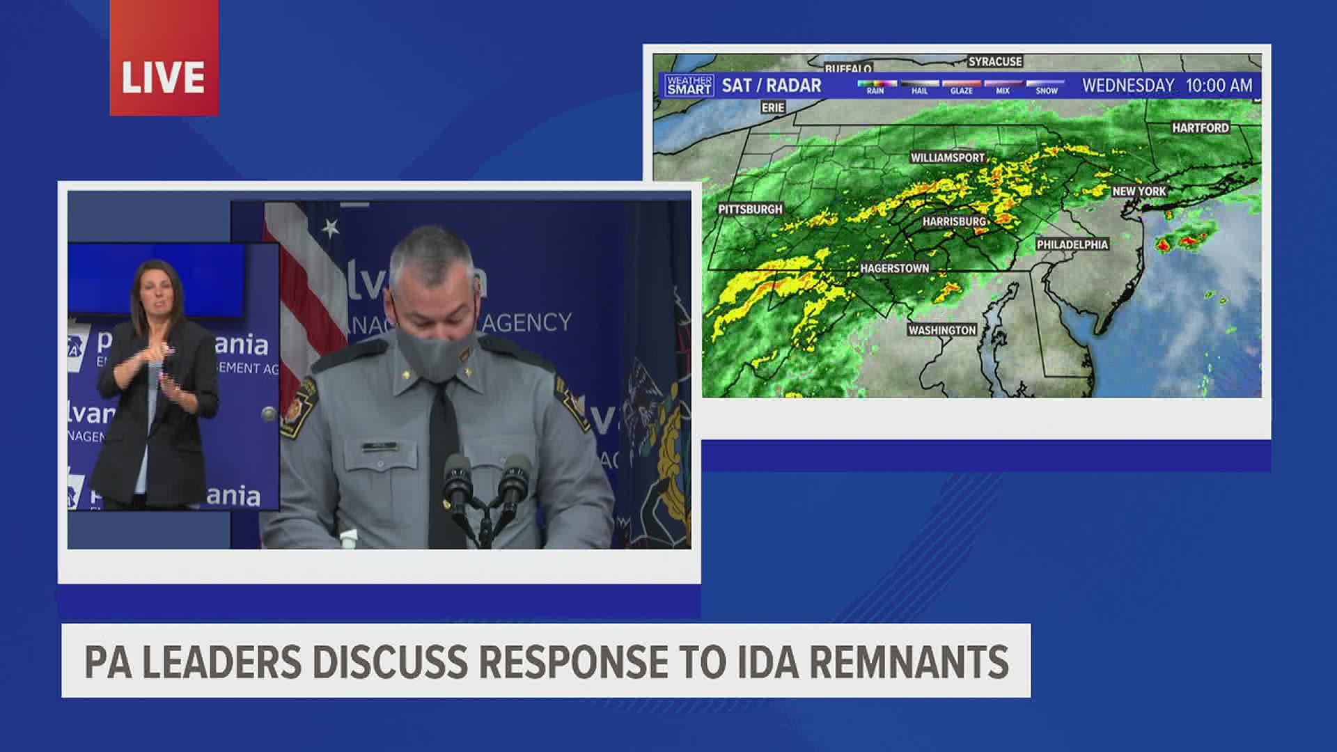 The Wolf Administration is providing an update on the state's response to the heavy rain and expected flooding in our area due to the remnants of Hurricane Ida.