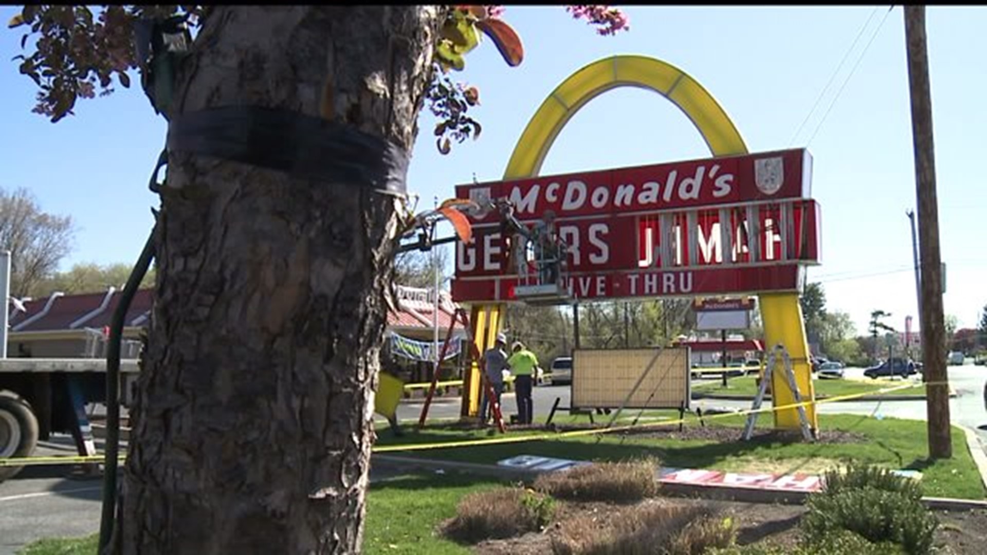 Lancaster McDonald`s sign on the move