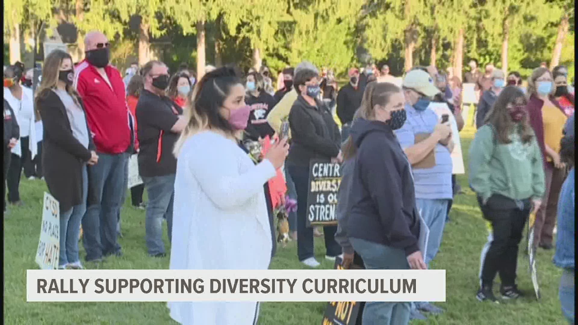 A community rally drew more than 100 people to protest Central York School District’s decision to table a proposed curriculum that would address racism.