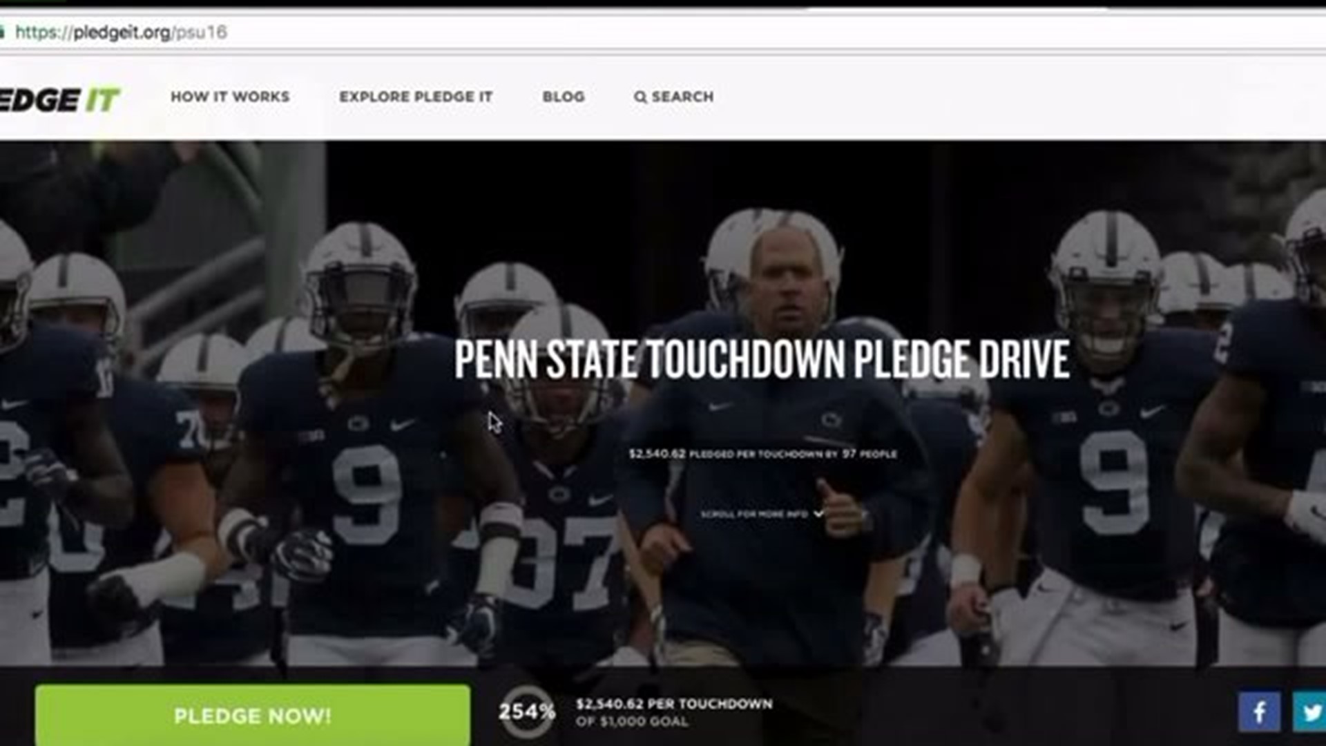 FOX43 News at 10 on Penn State touchdown pledge drive