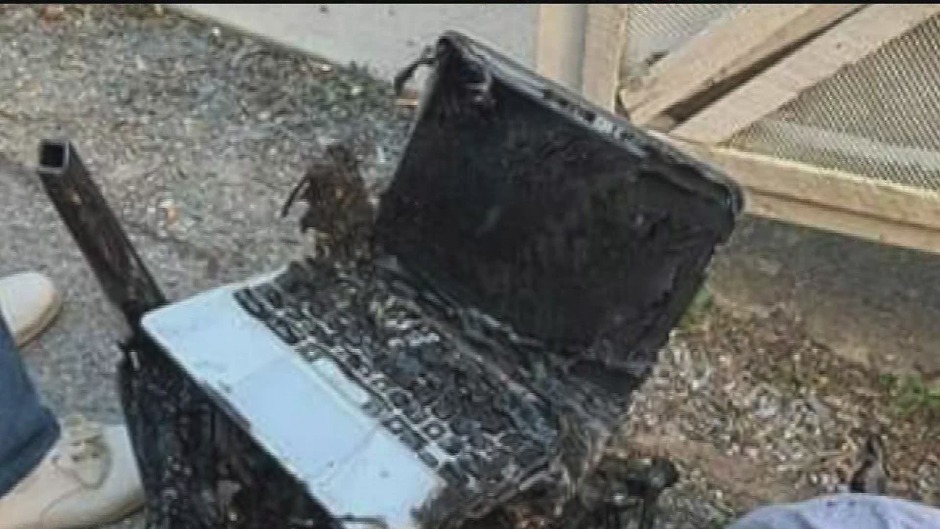 Fire officials are warning families about the hazards of working from home after an overheated laptop ignites a fire in York County.p