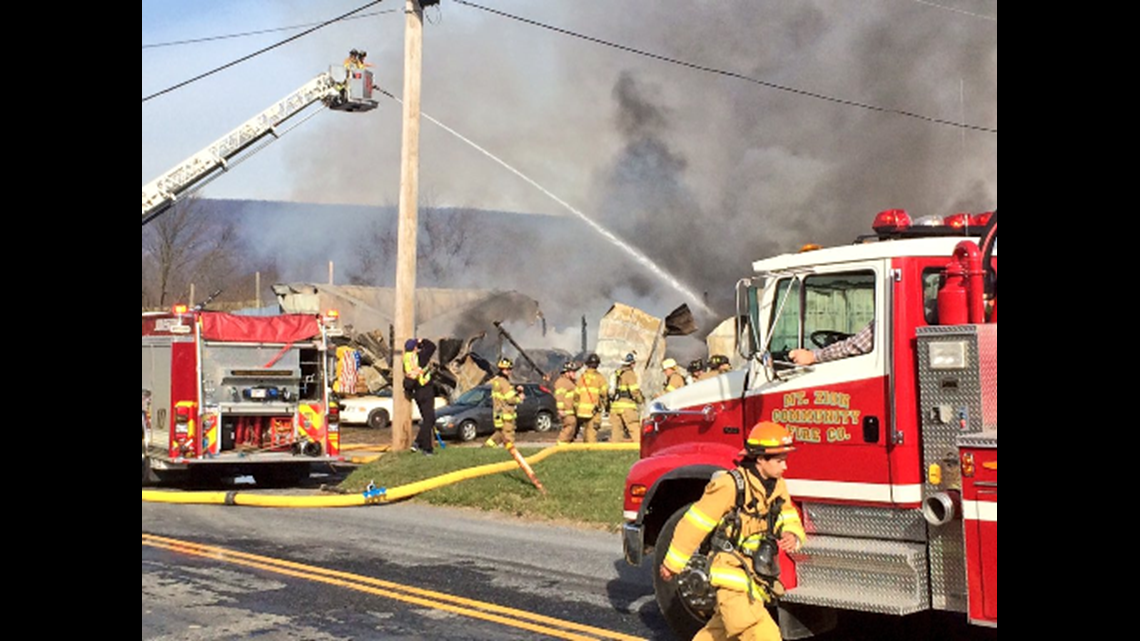 Firefighters battle massive fire at Weavers Wrecking yard in Lebanon