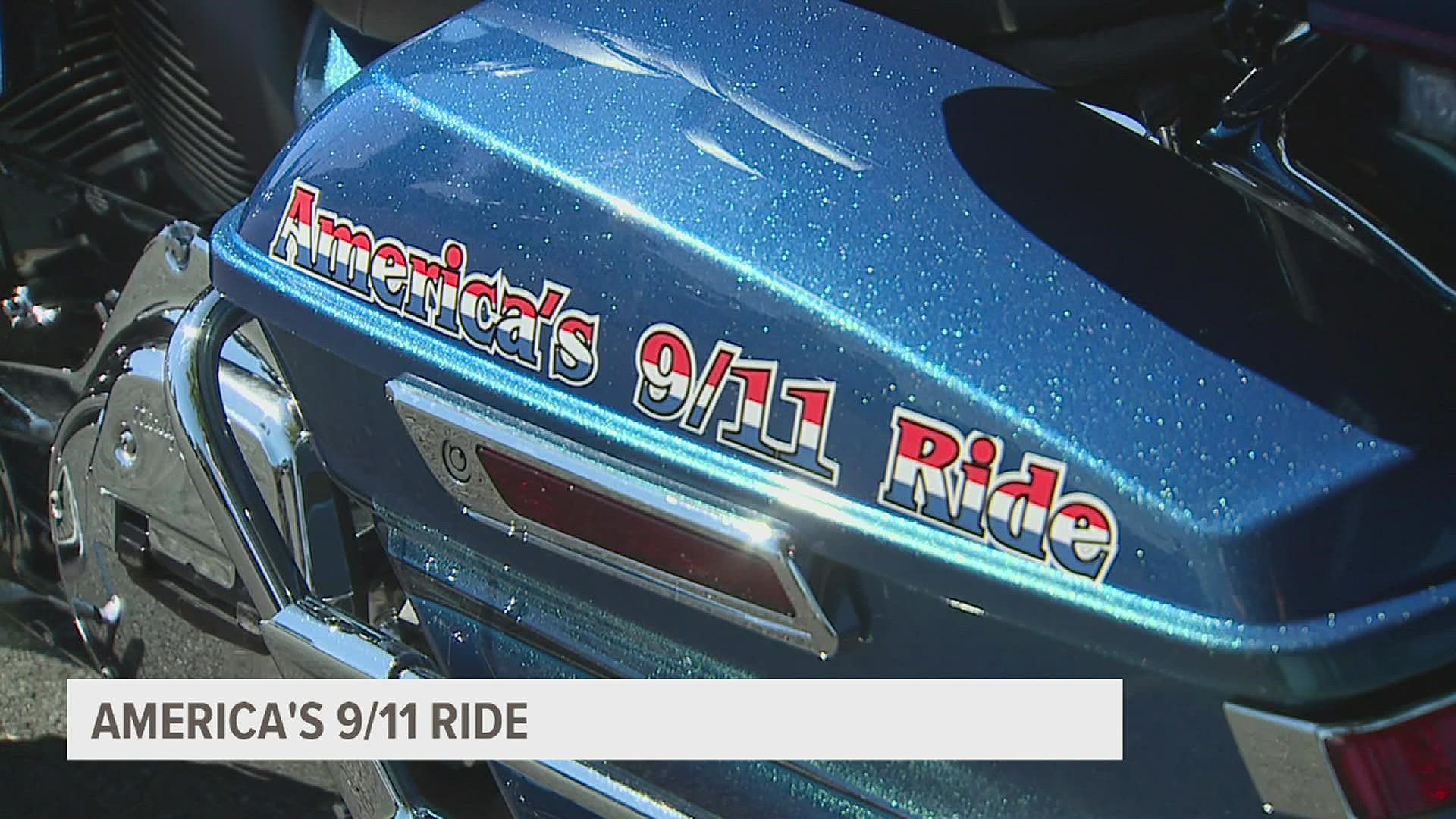 America's 9/11 Ride is a motorcycle ride and fundraiser where participants ride through Shanksville, Pa., the Pentagon, and finish at the World Trade Center.