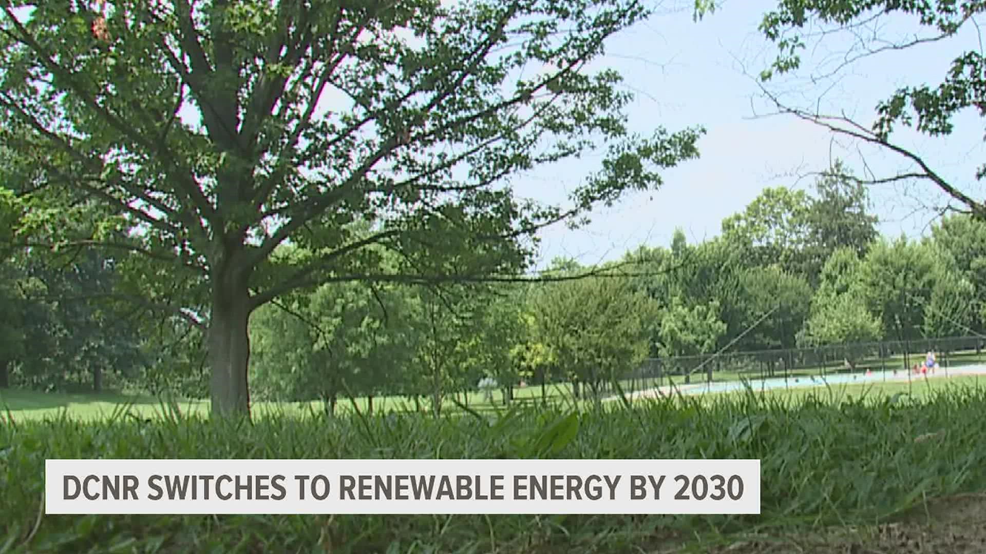 To reduce their carbon footprint the DCNR decided to switch over to produced or purchased renewable sources to run their state and local parks.