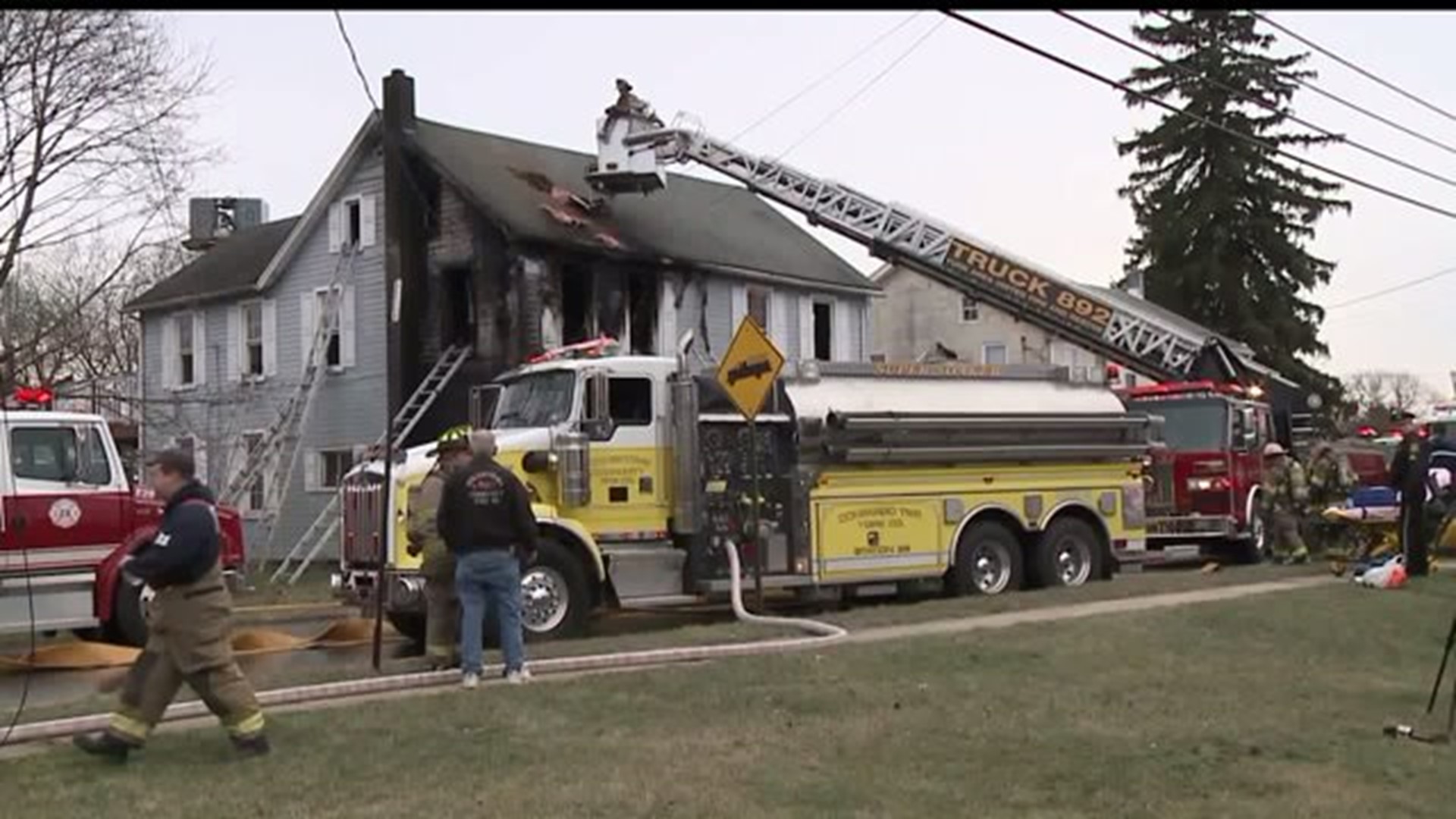 Crews battle 2-alarm fire in Conewago Township