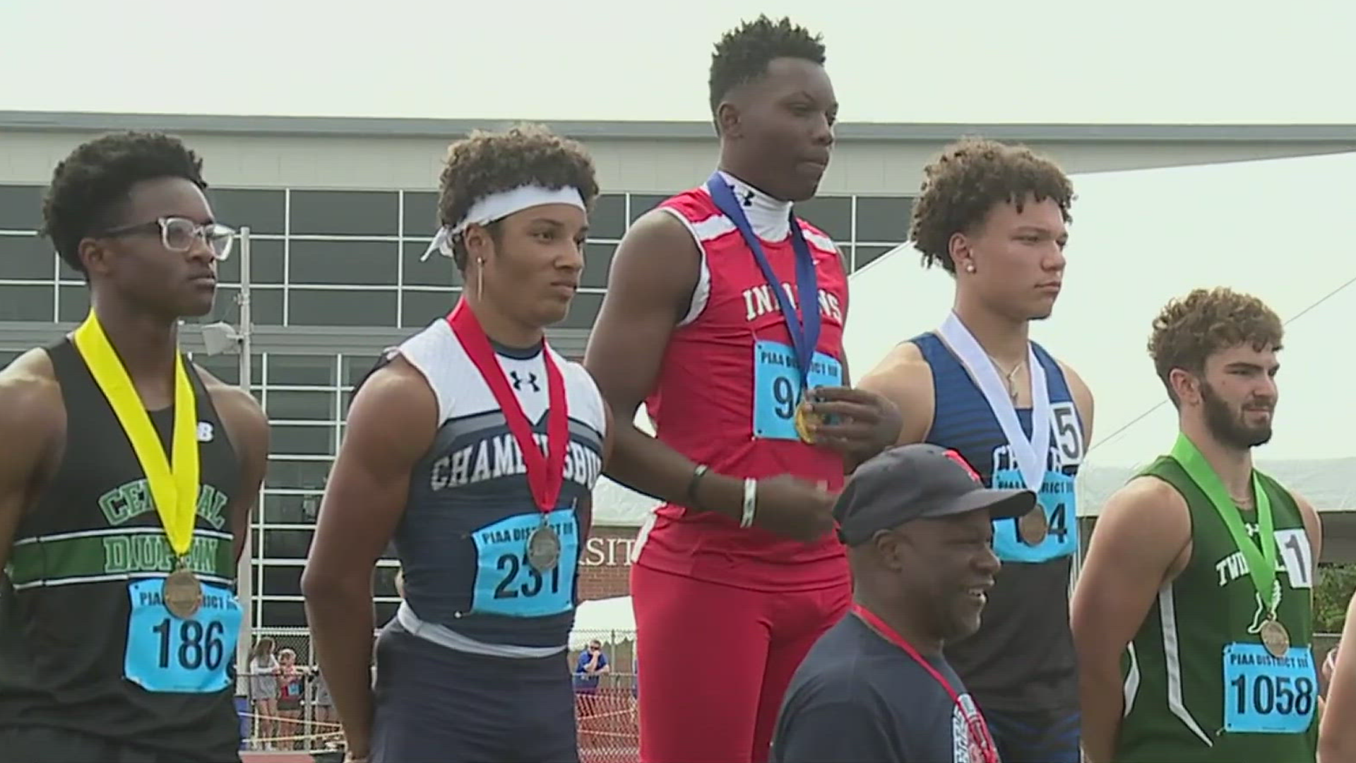 Susquehanna Township's Lex Cyrus breaks a 43-year-old 100-meter dash record.