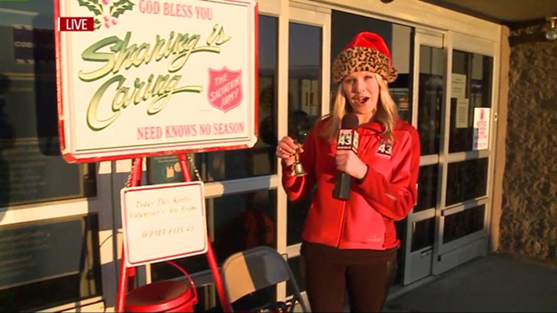 FOX43 ringing the bell for the Salvation Army