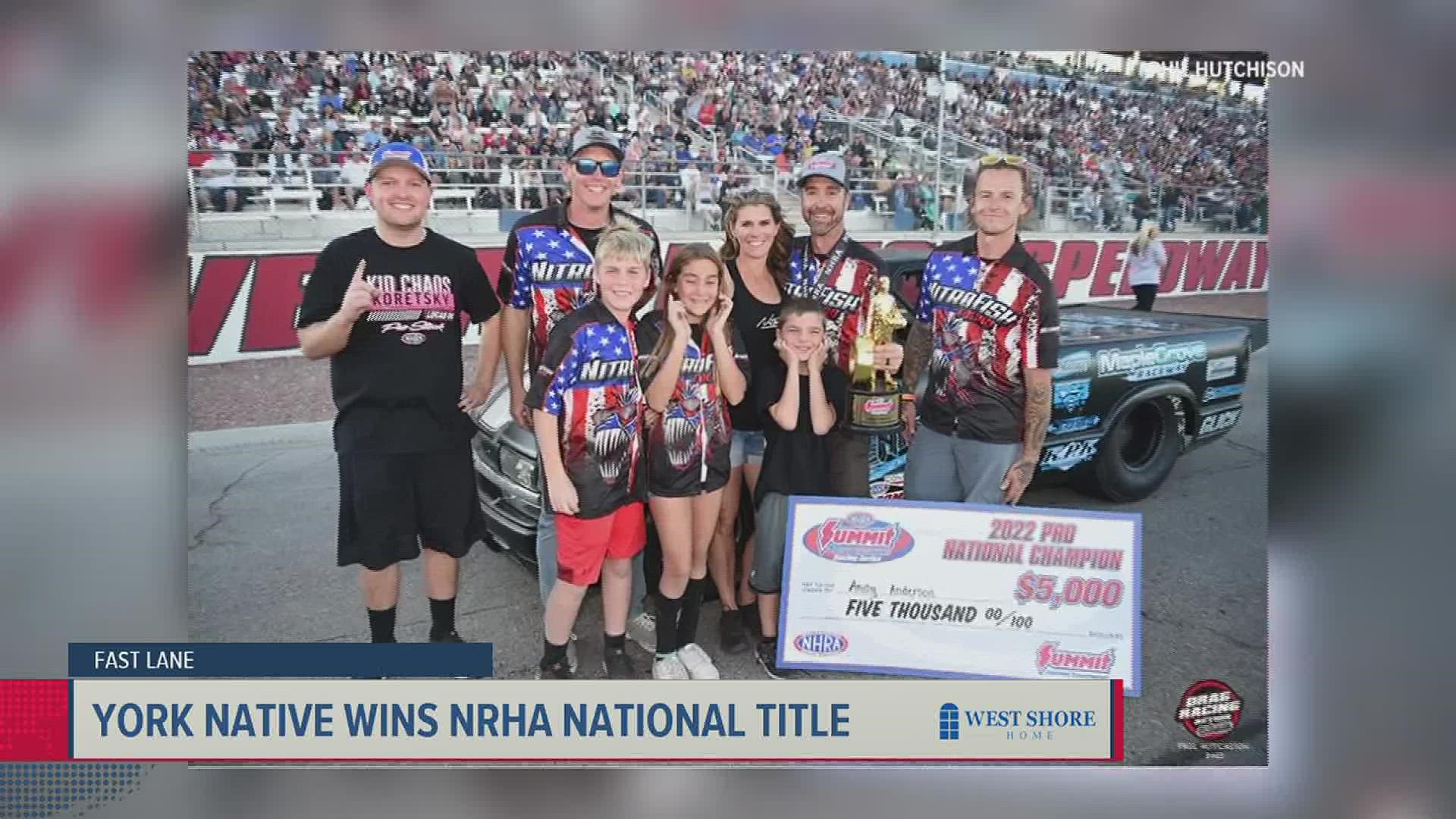 Andy Anderson wins first NHRA Pro Eliminator class title.
